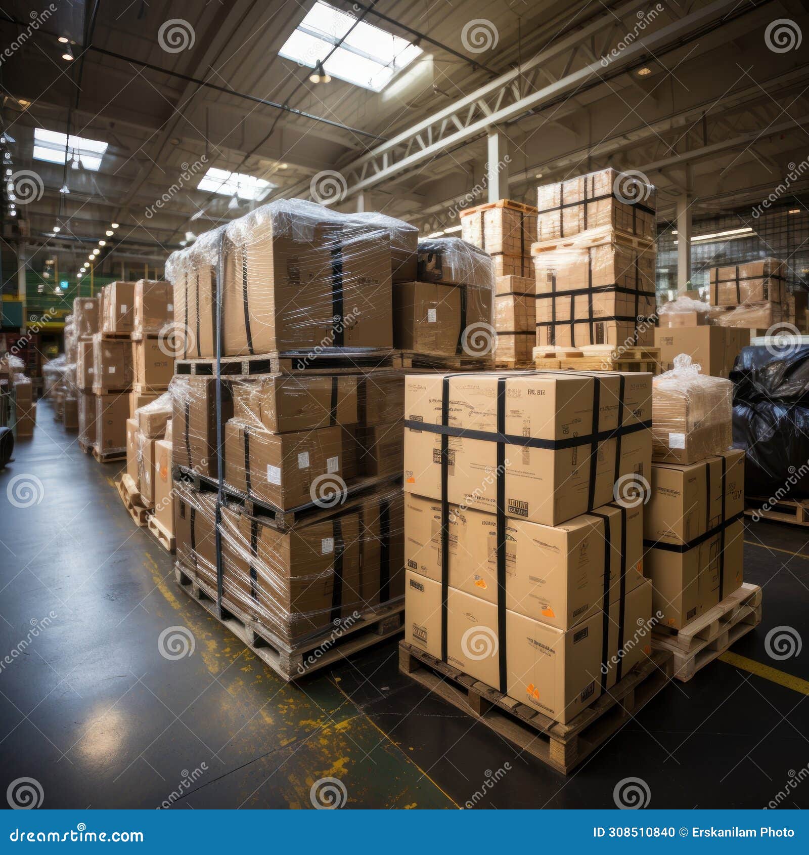 boxes and cardboard in storage warehouses for export and import expeditions