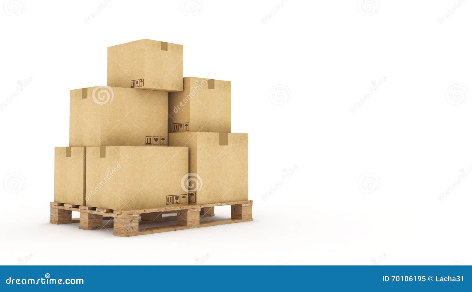 boxes in empty room 3d