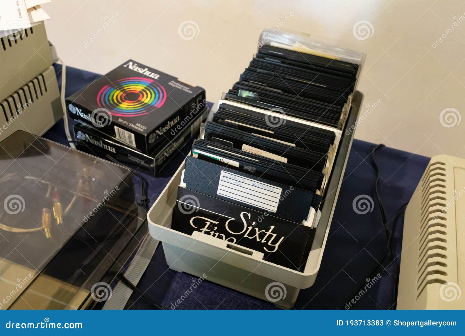 Boxes with floppy disks editorial stock photo. Image of archive 193713383