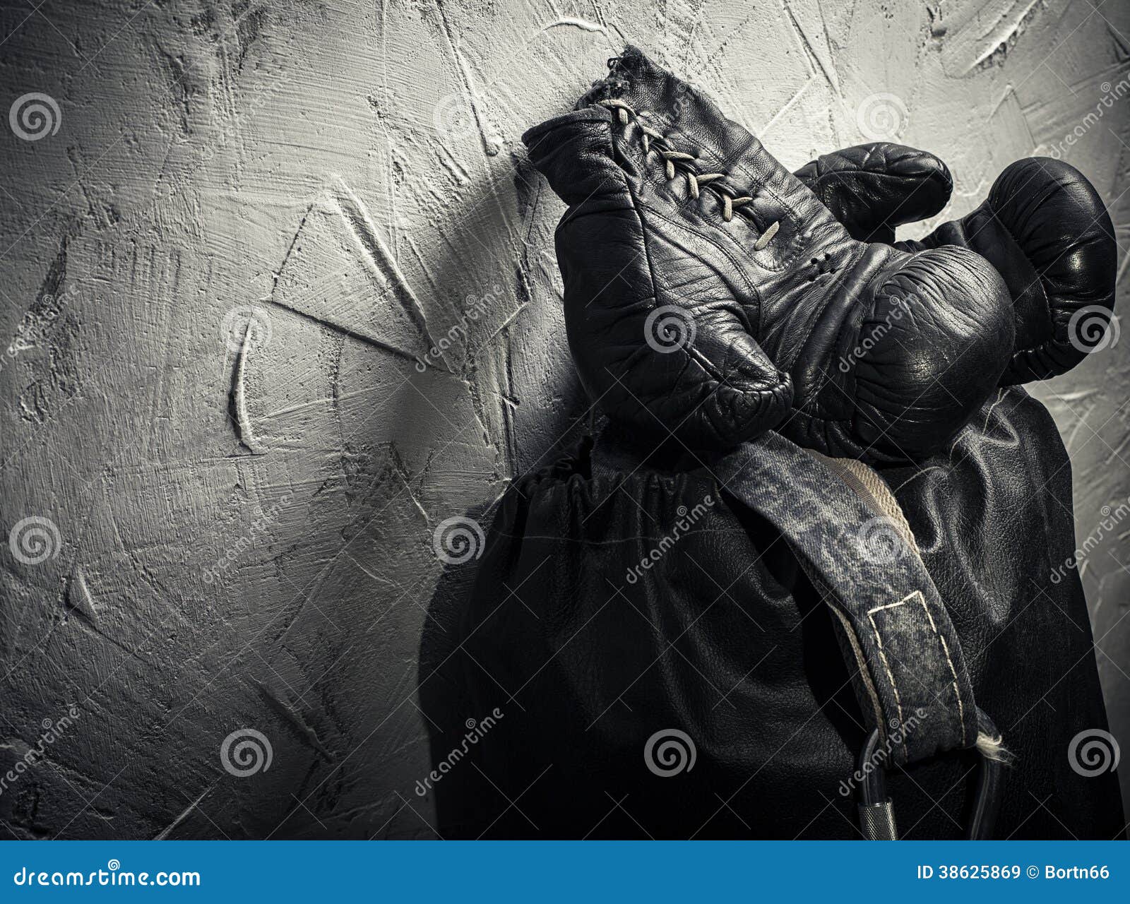 Boxing Bag and Boxing Gloves Stock Image Image of plaster, shadow