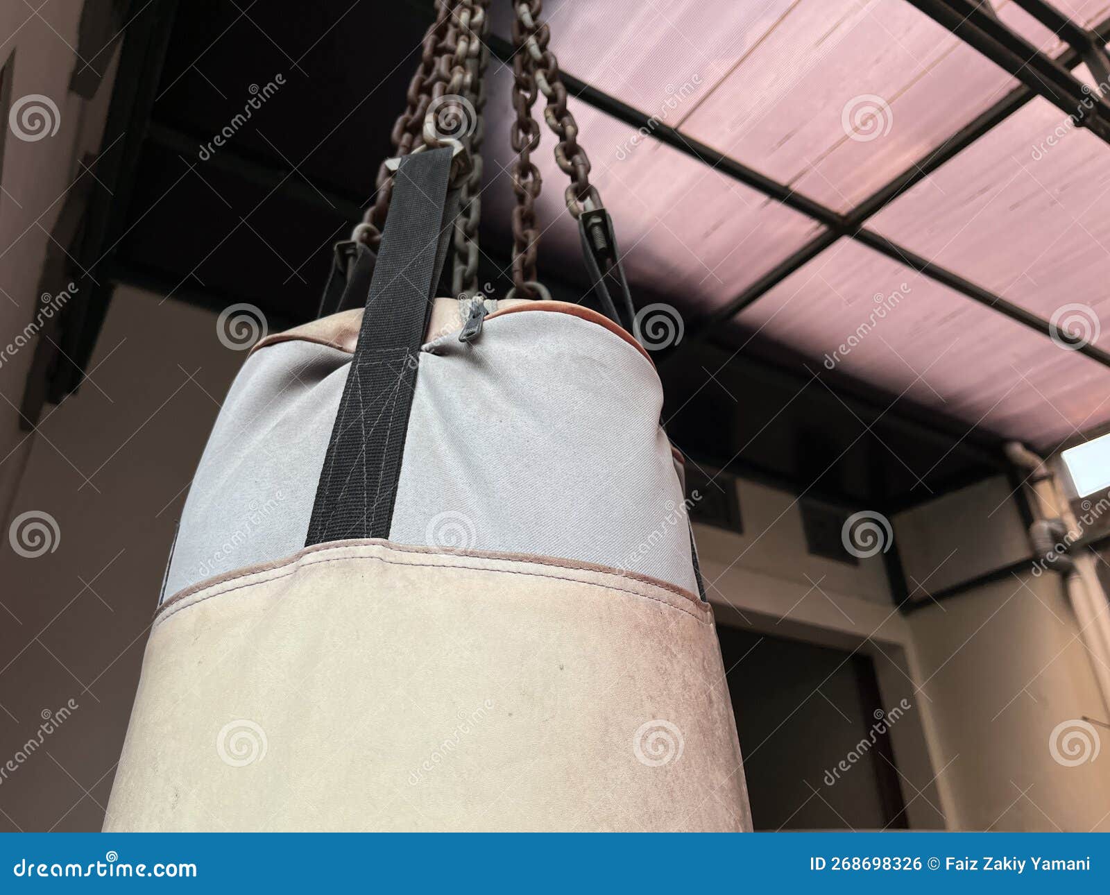 Boxing Bag Outside a House for Exercise. Stock Photo Image of