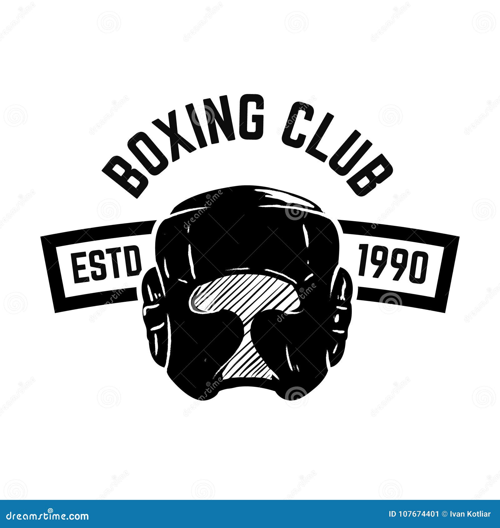 Boxing Club. Emblem with Boxing Hand Drawn Boxing Helmet. Design ...