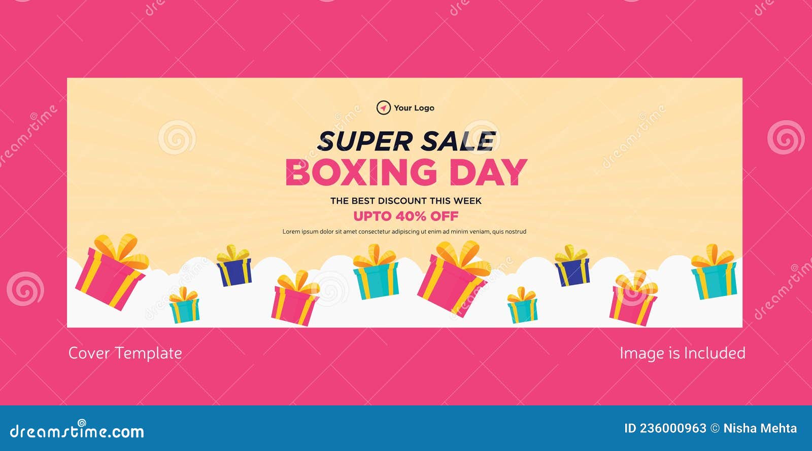 Cover Page Design of Boxing Day Super Sale Stock Vector Illustration