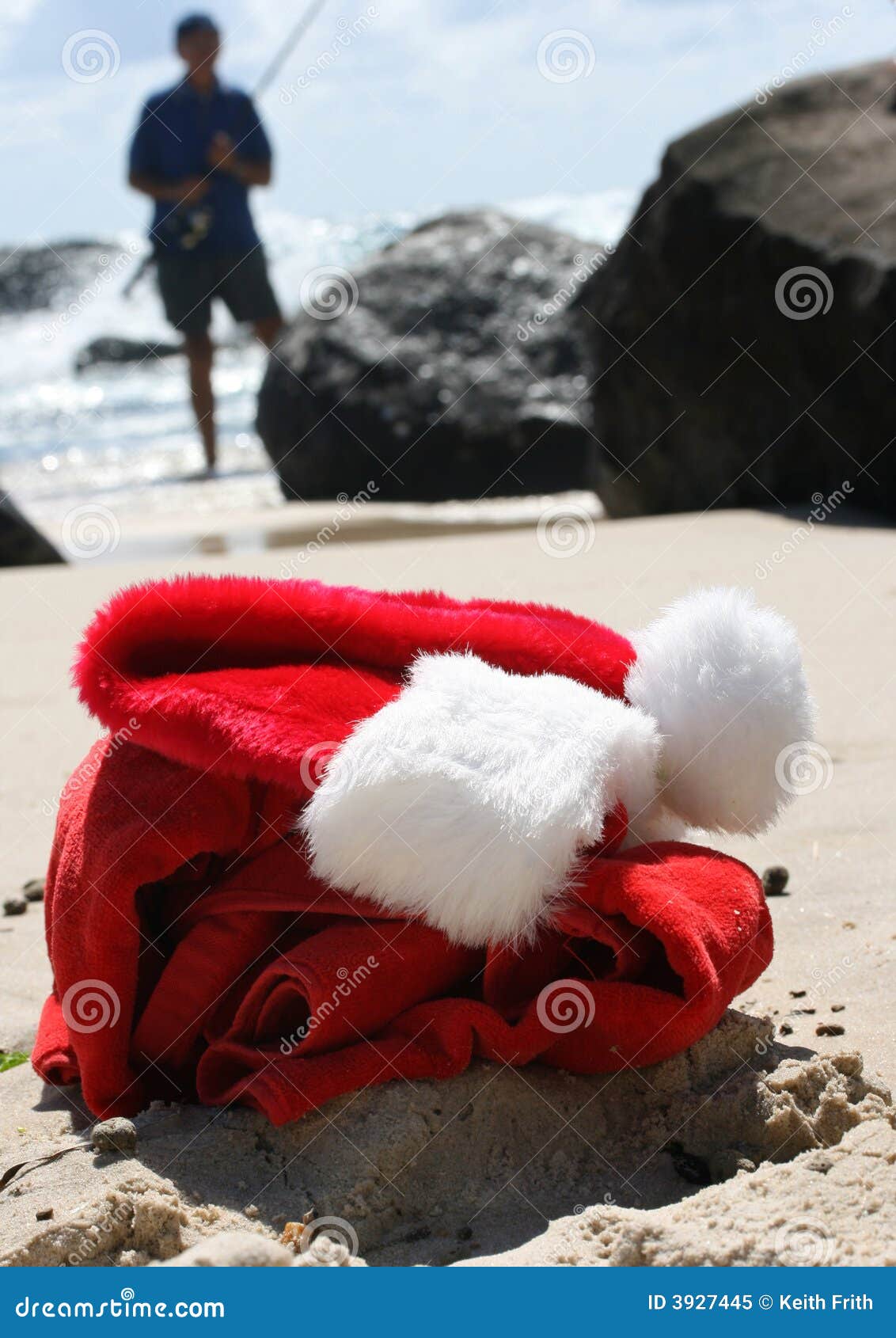 Boxing Day Santa stock image. Image of sand, adult, santa 3927445