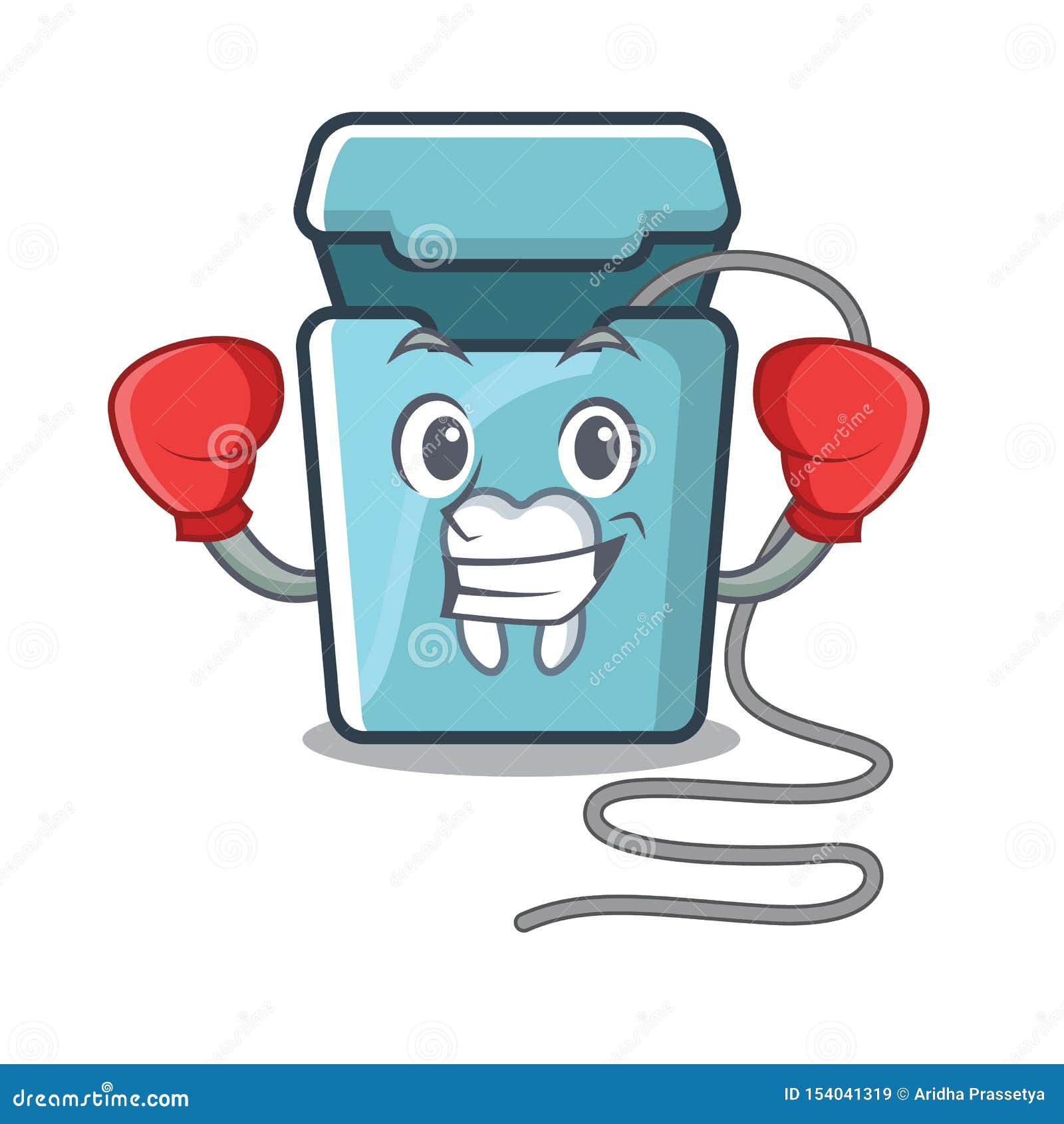 Boxing Dental Floss Isolated with the Character Stock Vector
