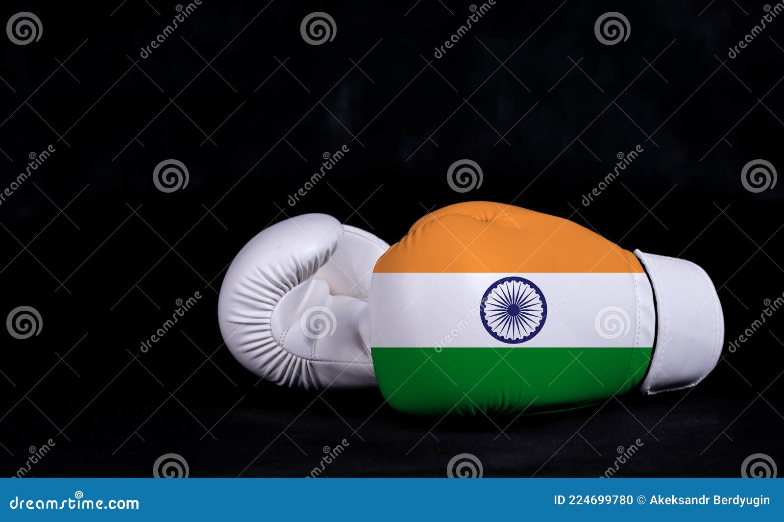 Boxing Glove with India Flag on Black Background Stock Photo Image of