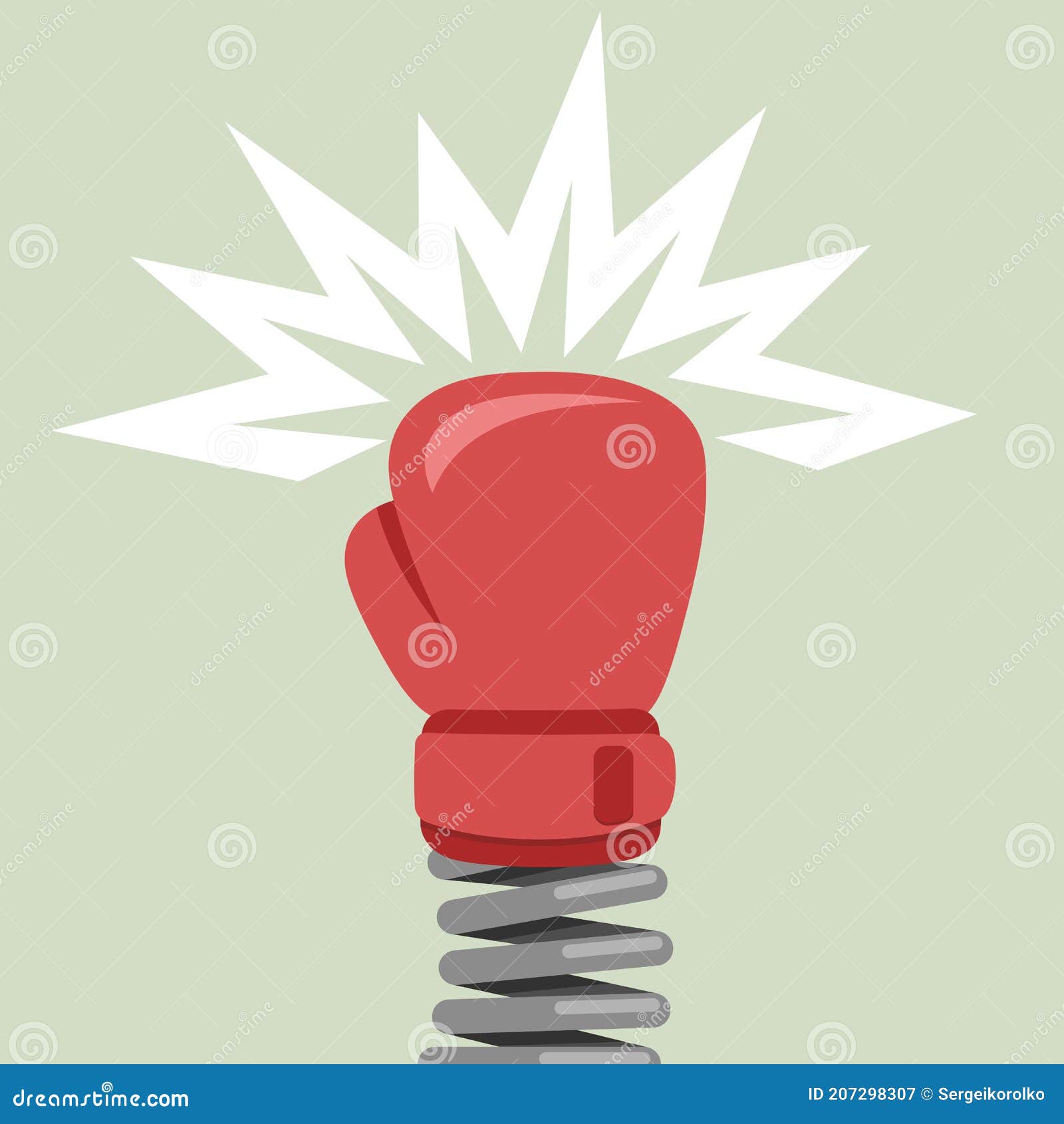 Boxing Glove on Spring Makes a Punch Stock Illustration Illustration