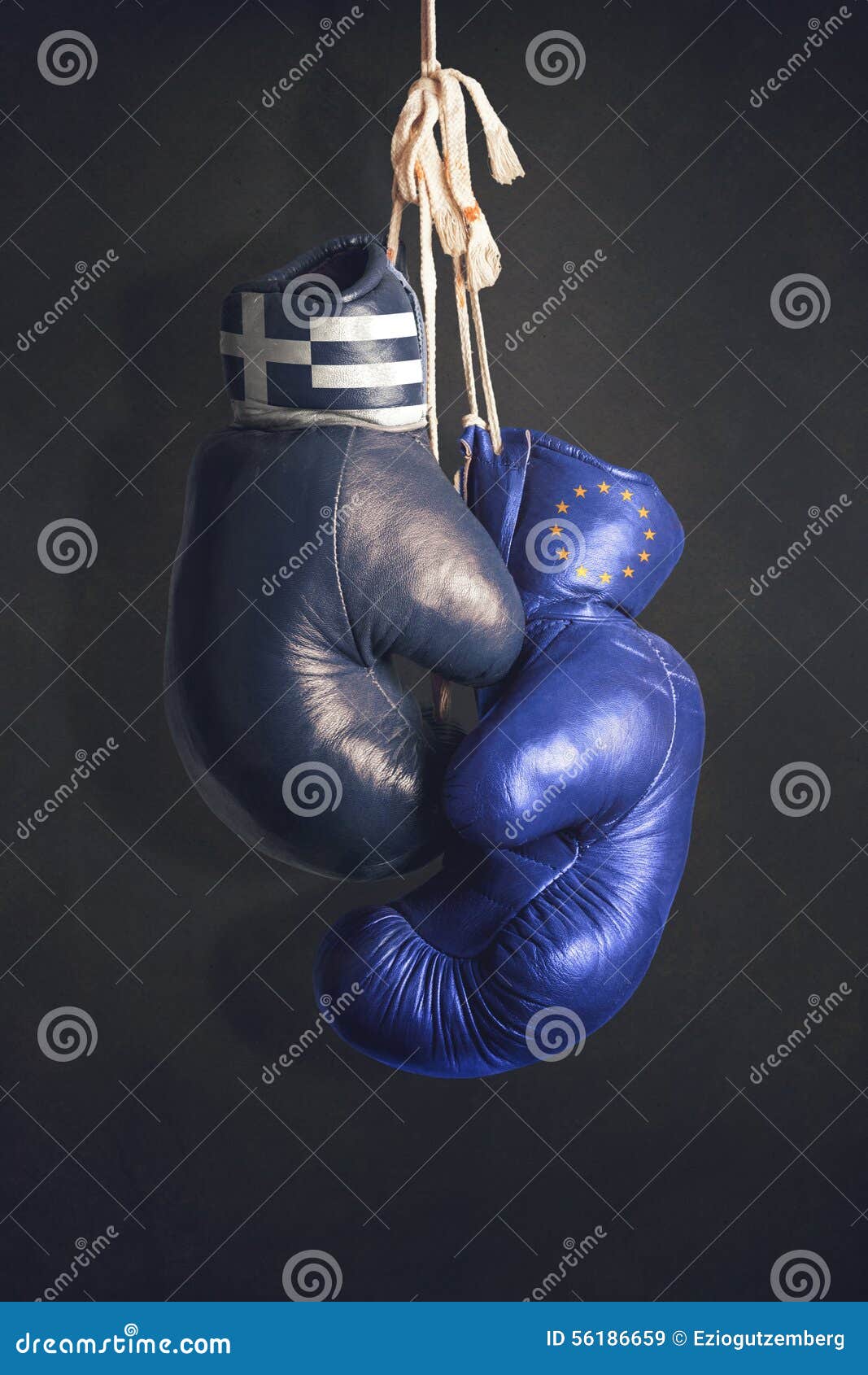 Boxing Gloves As a Symbol of Greece Vs. the EU Stock Image Image of