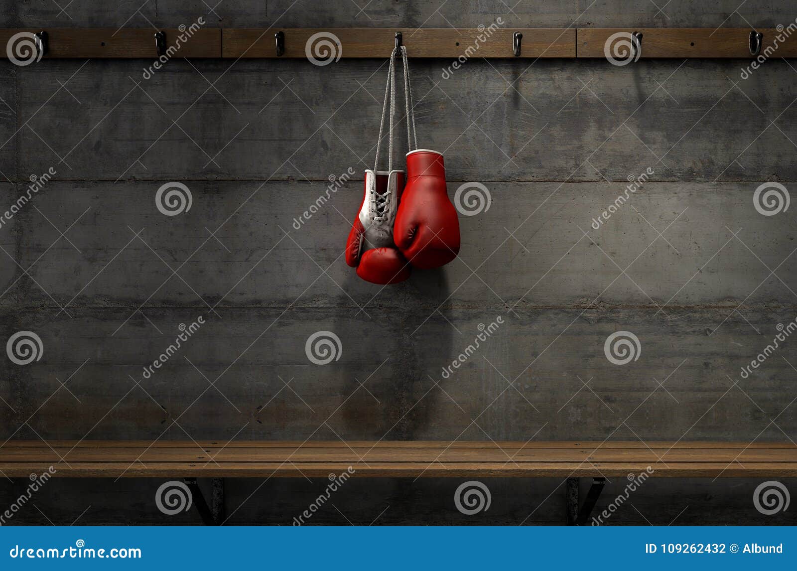 boxing gloves hanging in change room
