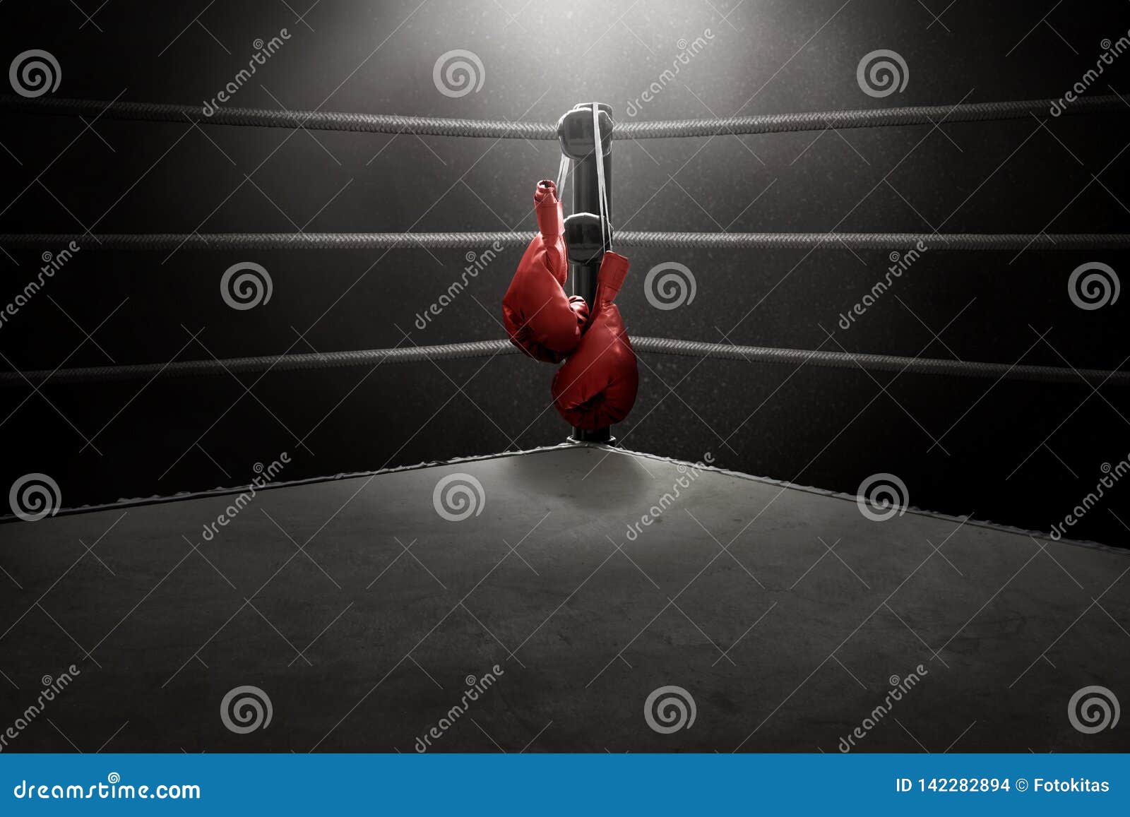 boxing gloves hanging on the ring