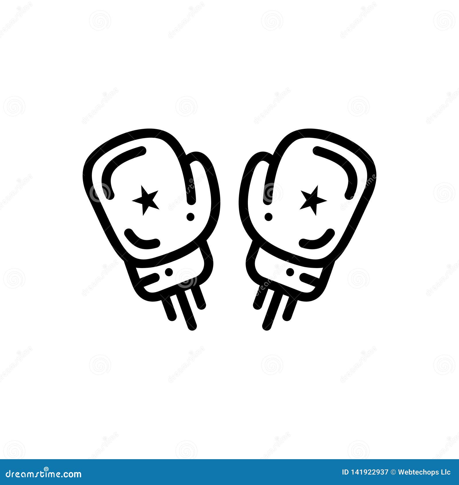Black Line Icon for Boxing Gloves, Fight and Protection Stock Vector