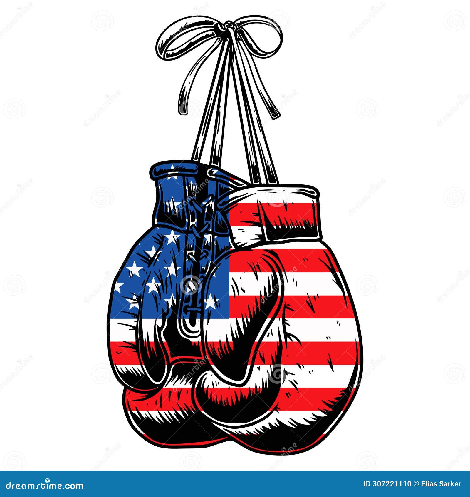 Boxing Gloves with USA Flag Design Stock Vector Illustration of young