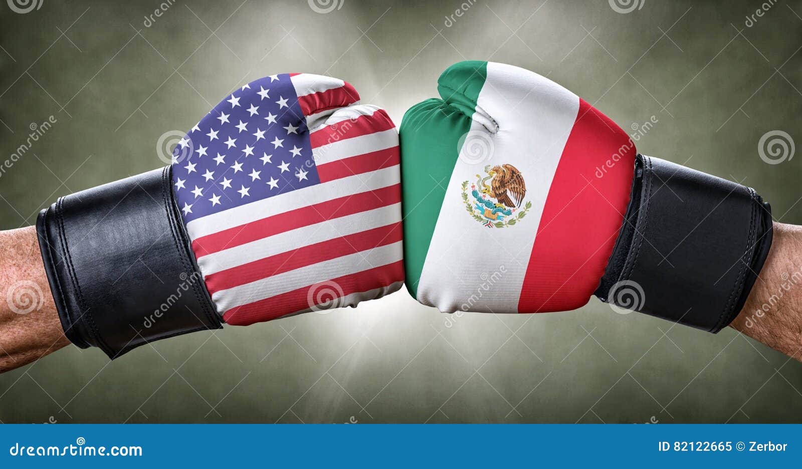 Boxing Match Between The USA And Mexico Stock Image - Image of foreign