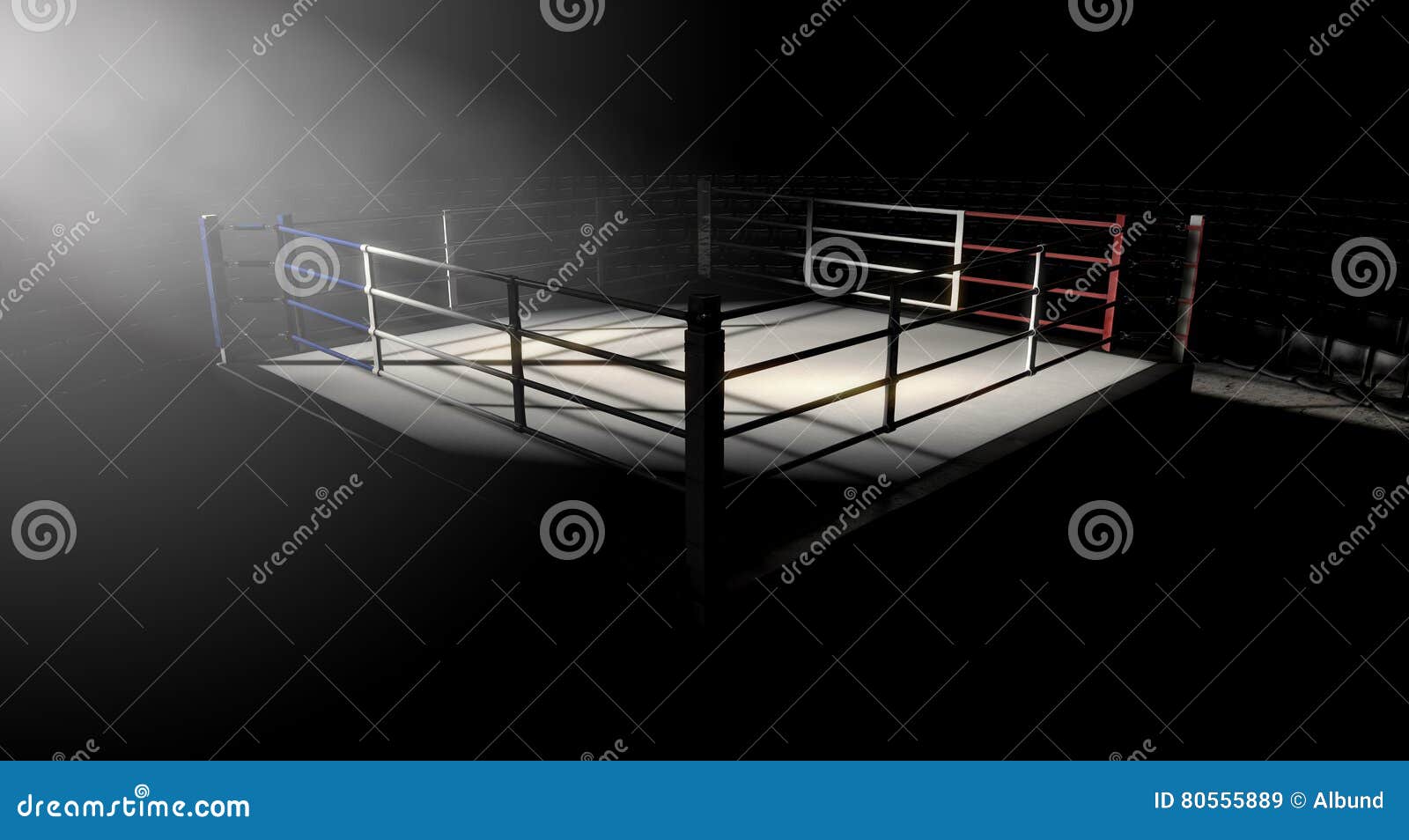 Empty boxing ring, blue flooring, view on corner with white ropes.  Professional arena for sport competitions and fighting tournaments, nobody,  bright Stock Photo - Alamy