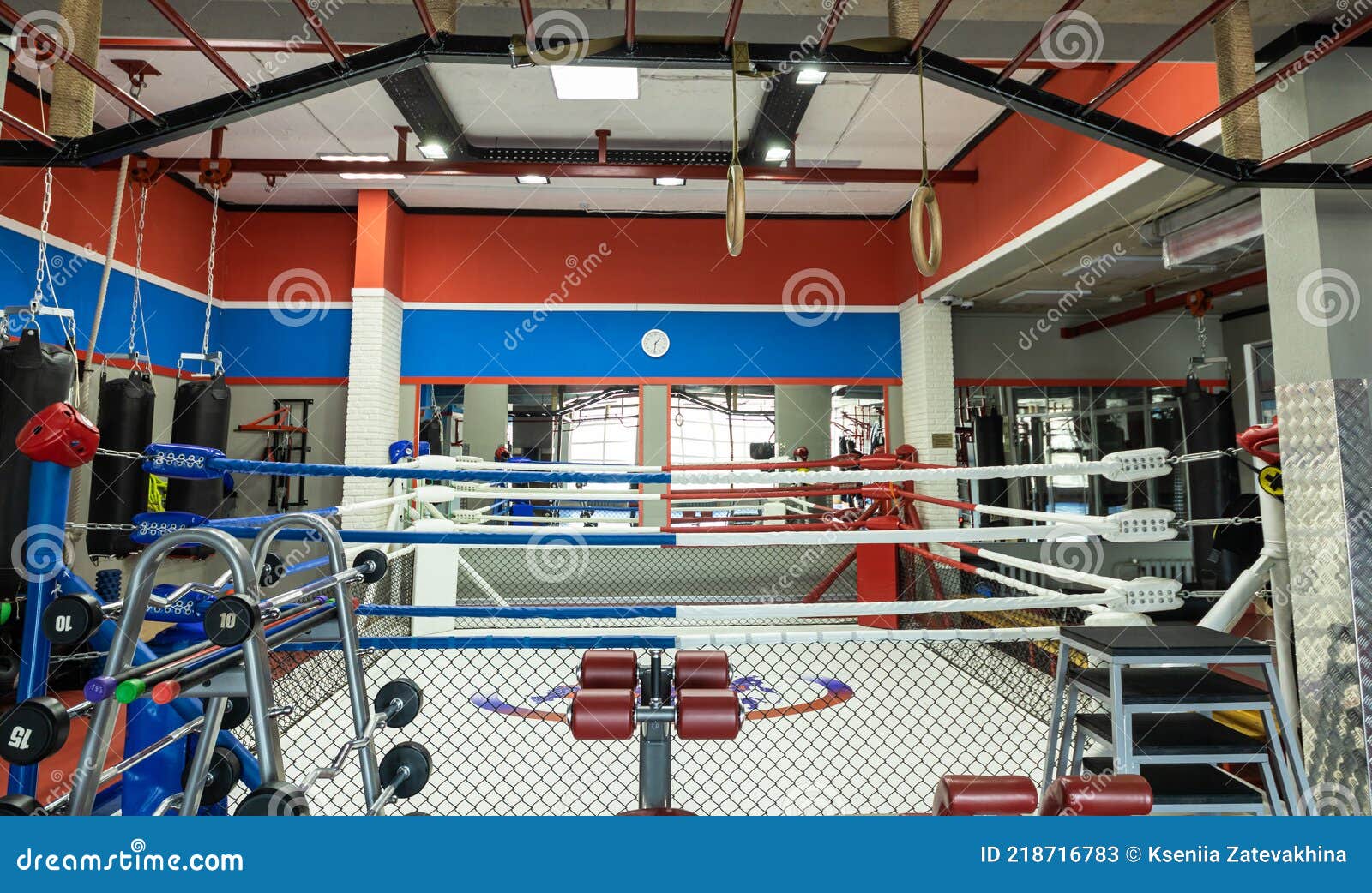 Boxing Ring in the Interior of the Gym. Emty Place Stock Image Image of indoors, recreational