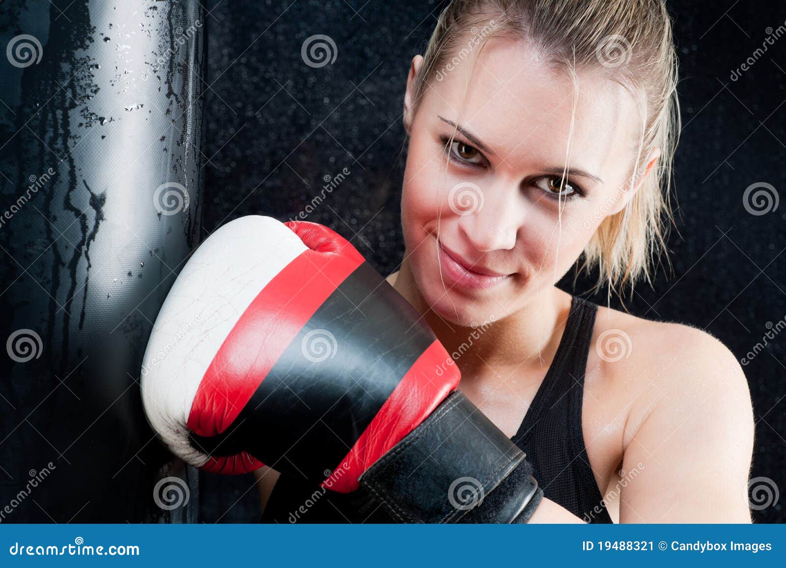 Boxing Training Woman with Gloves in Gym Stock Image Image of