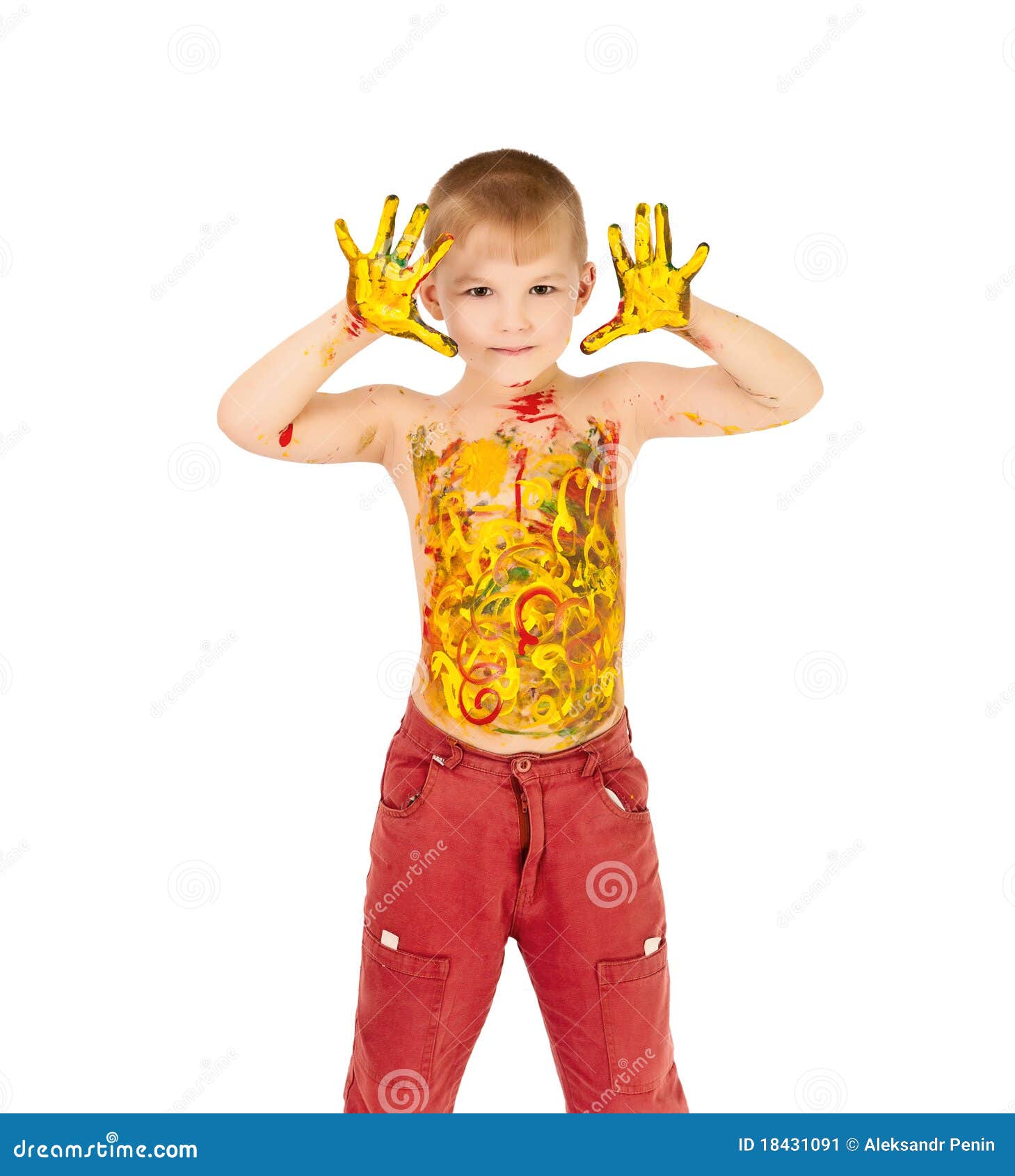 Boy stock image. Image of crafts, paint, enjoy, caucasian 18431091