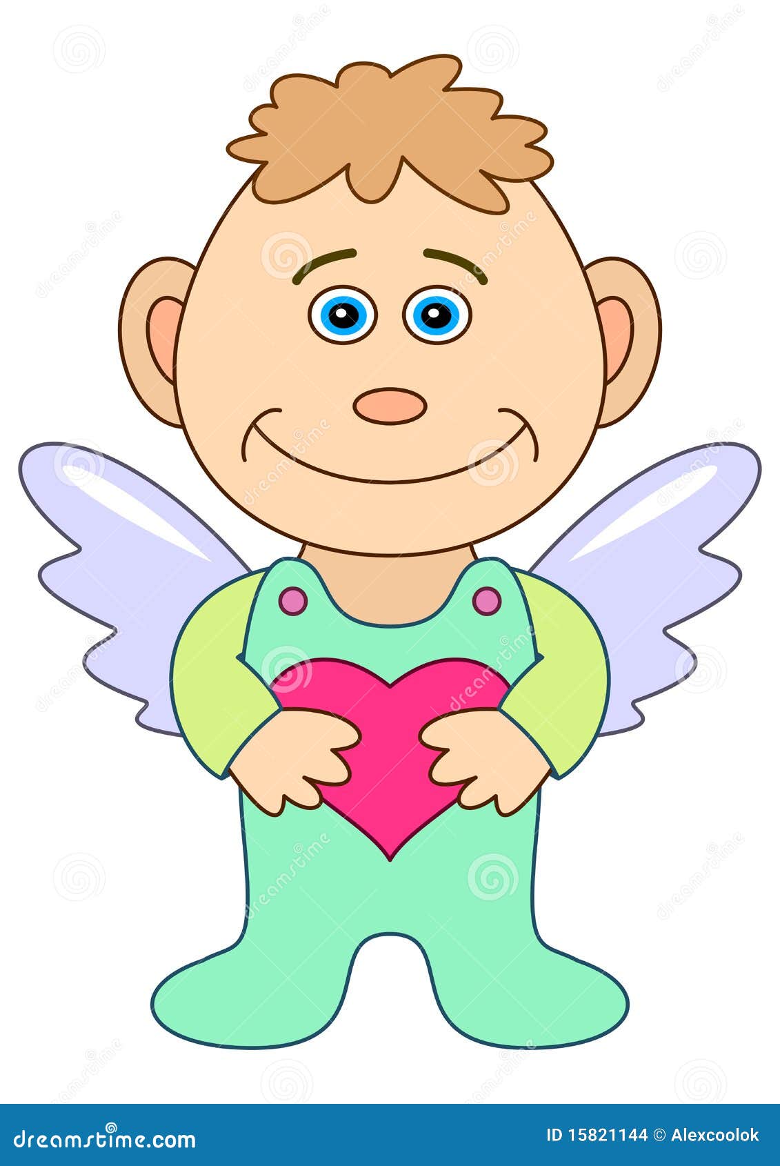 Download Boy-angel with red heart stock vector. Illustration of ...