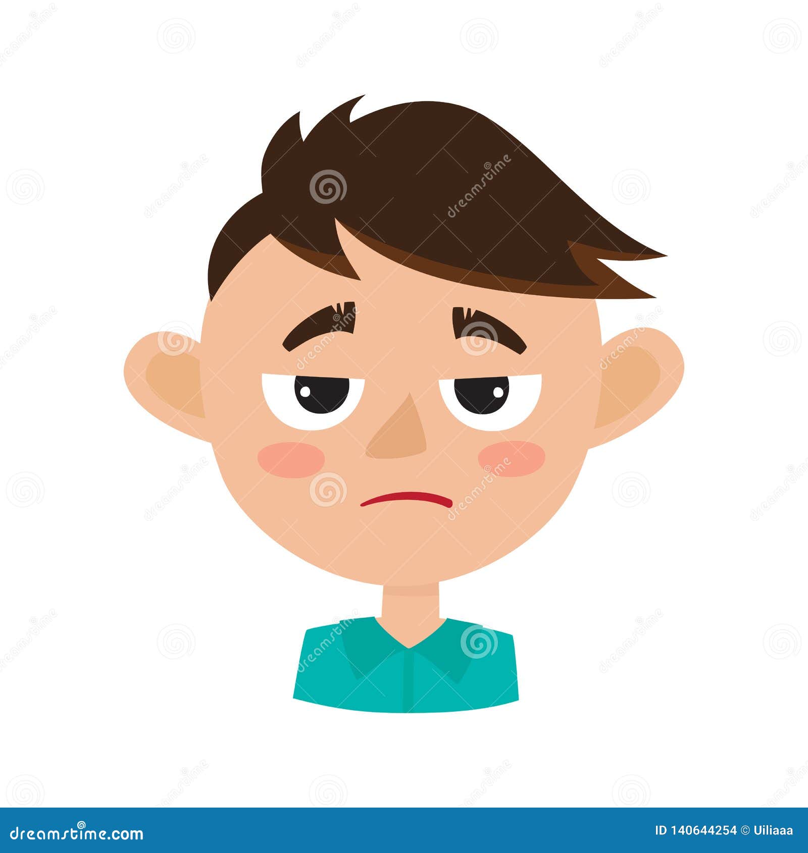 Boy Angry Face Expression, Cartoon Vector Illustrations Isolated on