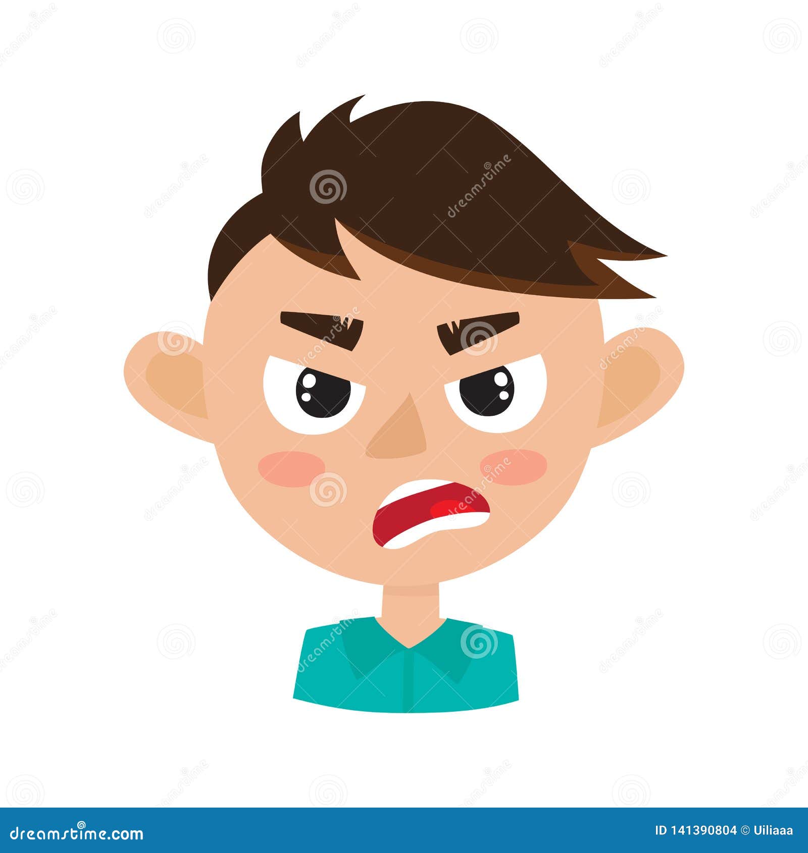 Boy Angry Face Expression, Cartoon Vector Illustrations Isolated on White.  Stock Vector - Illustration of isolated, little: 141390804