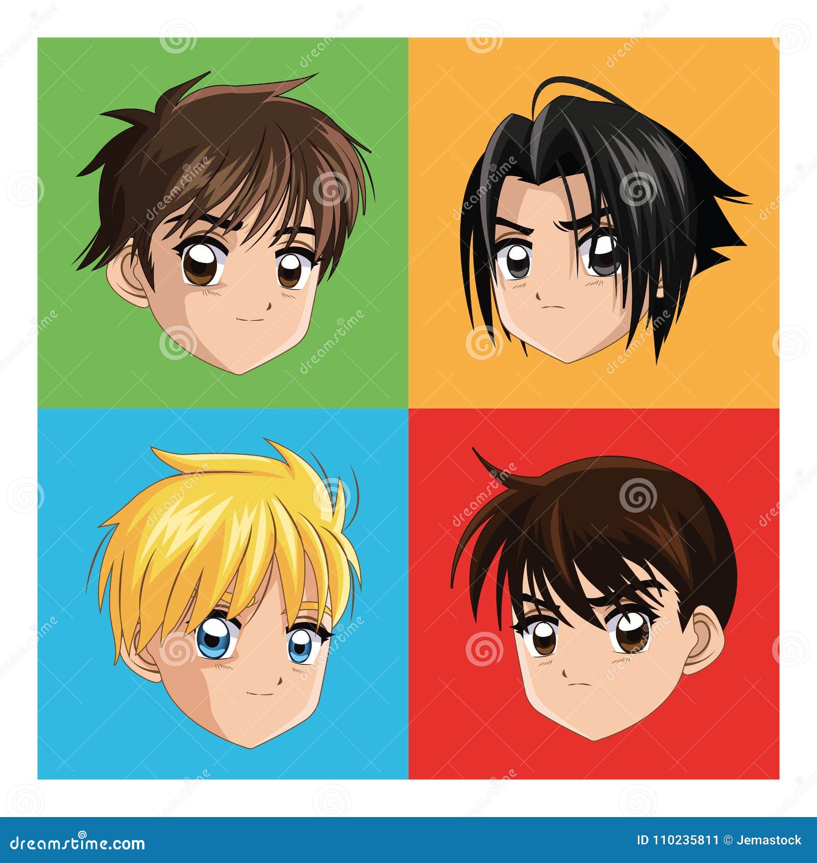 Boy Anime Male Manga Cartoon Icon. Vector Graphic Stock Vector -  Illustration of beauty, japanese: 110235871