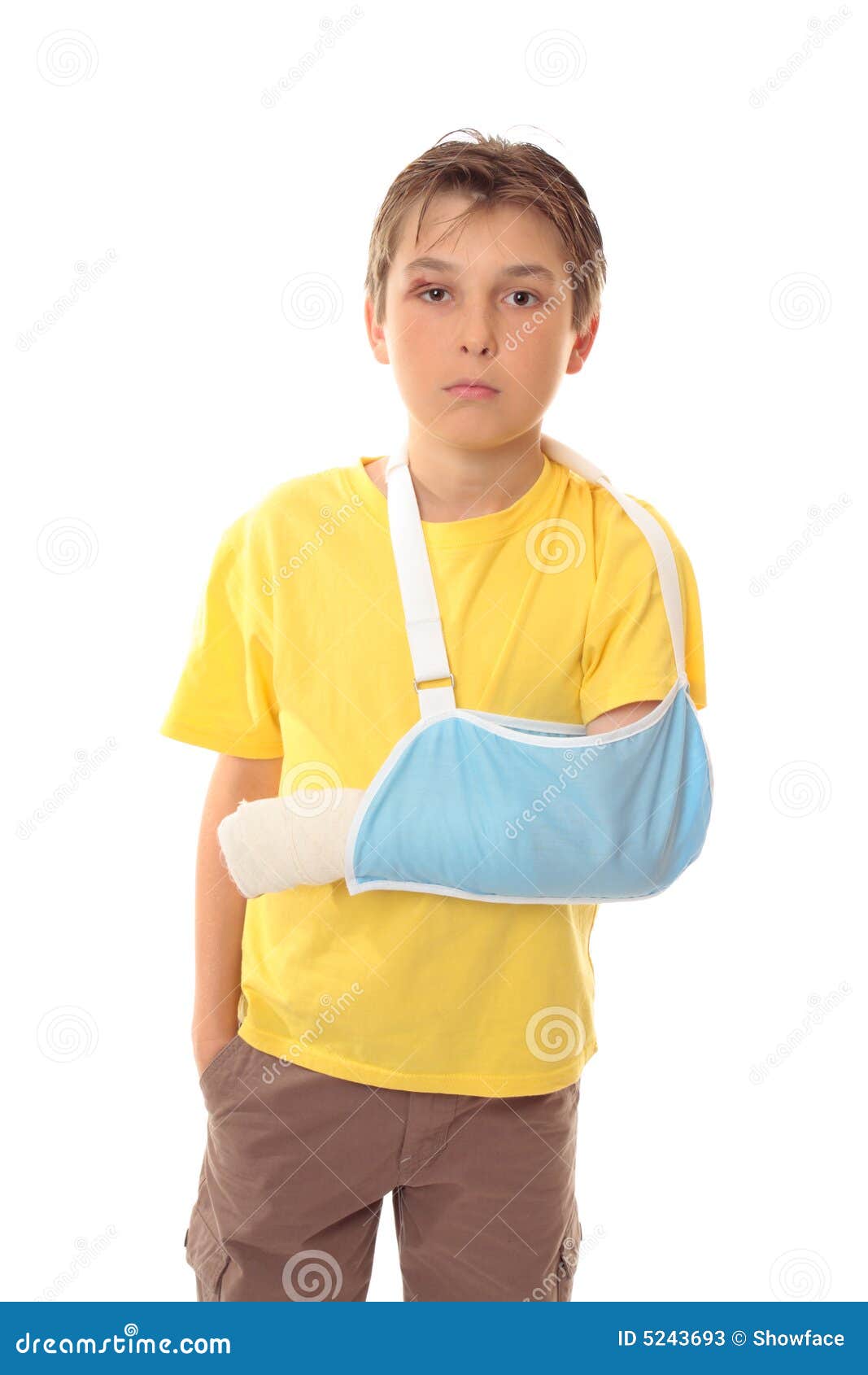 Boy in arm sling stock image. Image of male, accident 5243693