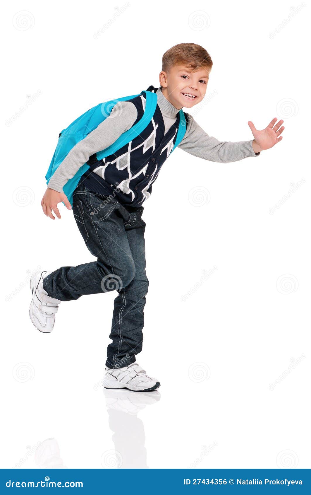 Boy with backpack stock photo. Image of offspring, friendly 27434356
