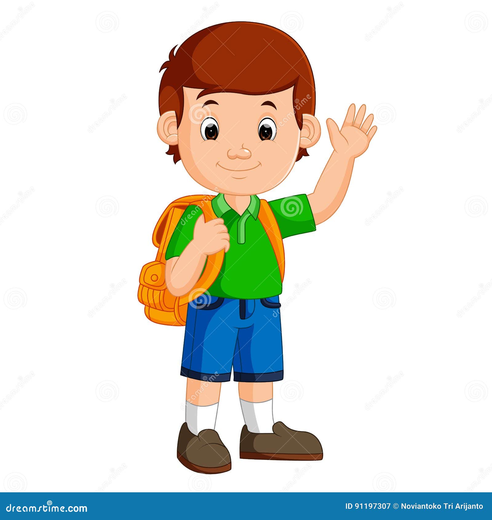 Boy With Backpacks Cartoon Vector Illustration