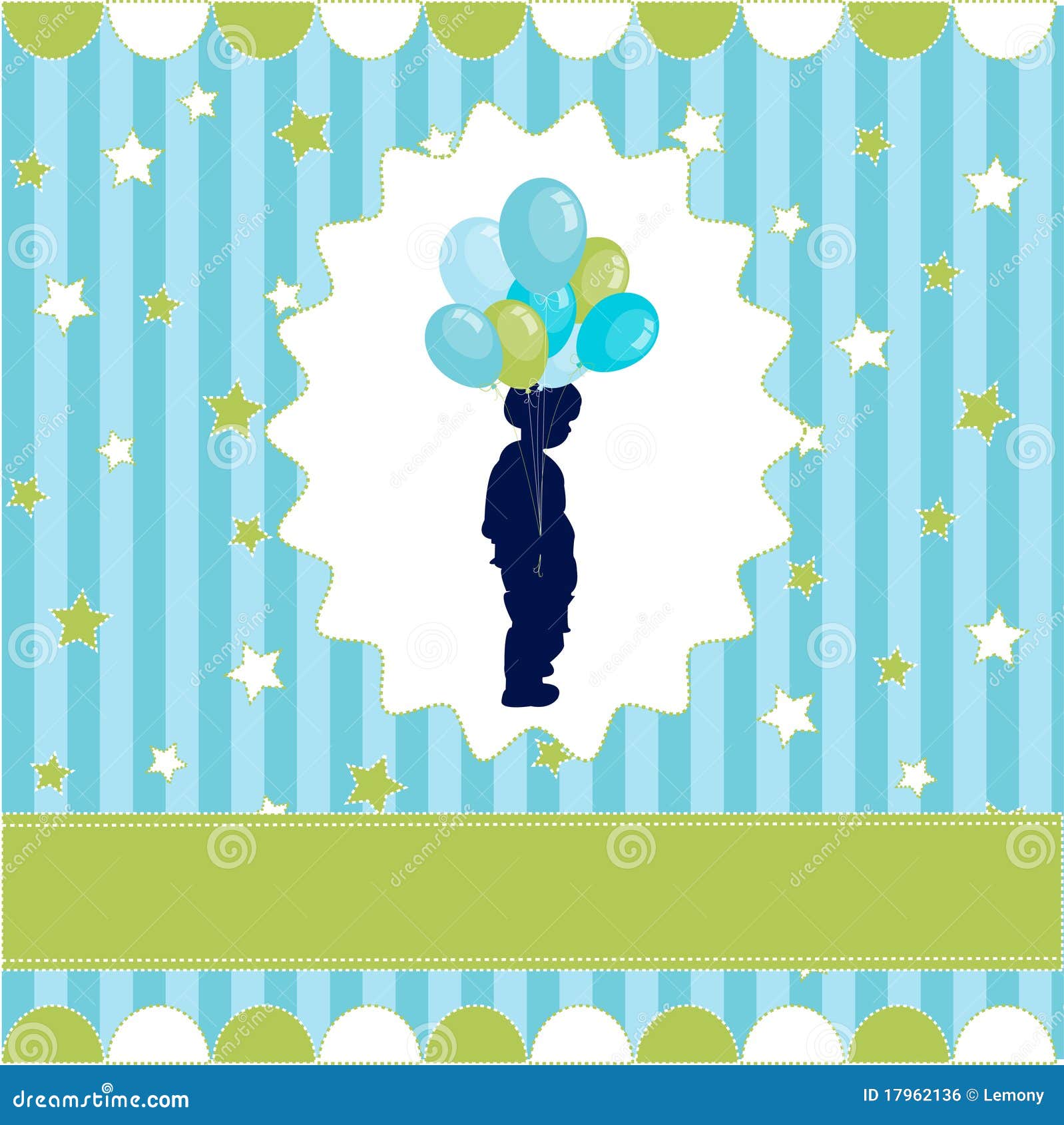 Boy with Balloon, Blue Wallpaper Stock Vector Illustration of little, green 17962136
