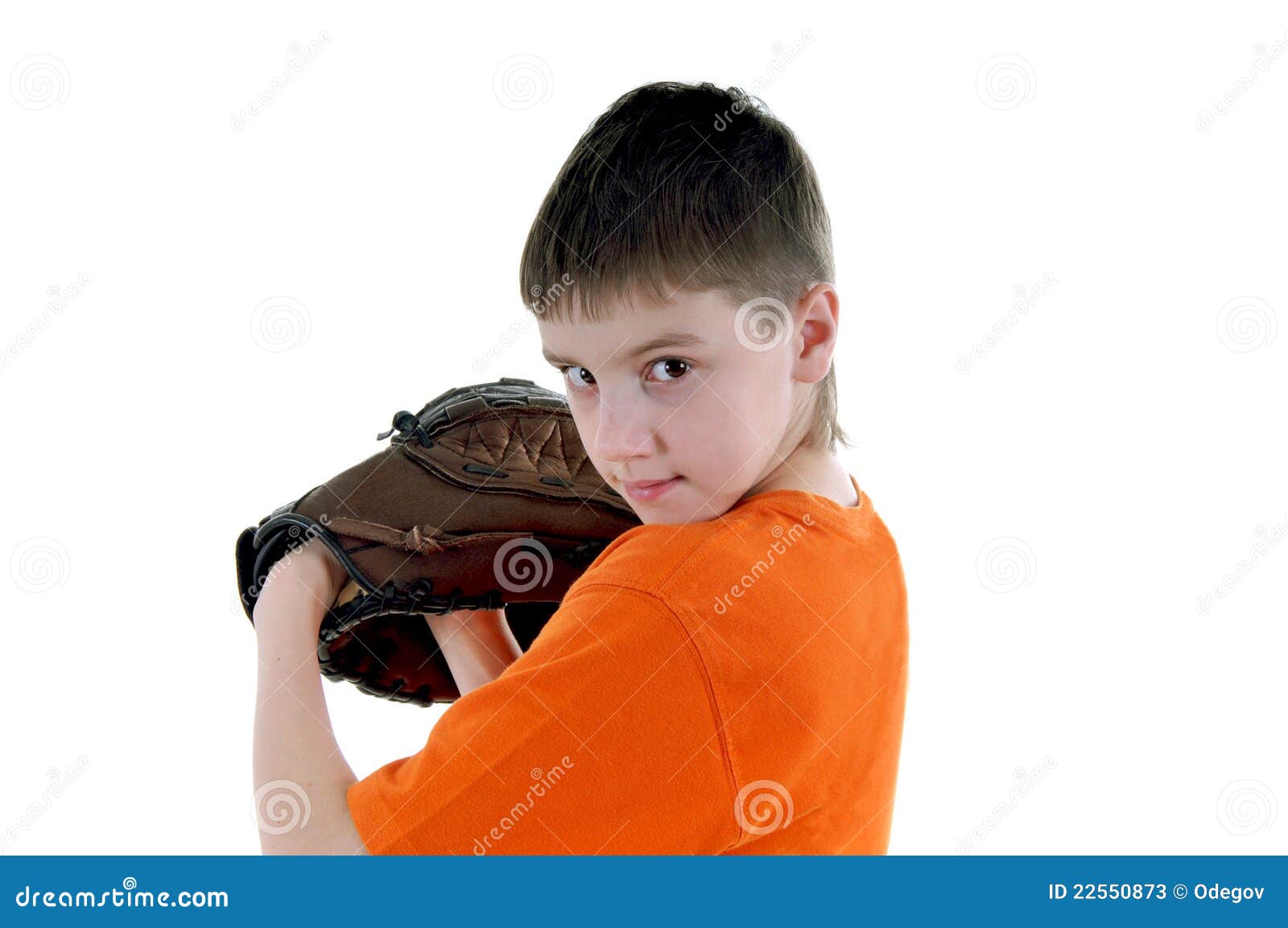 Boy with a baseball glove stock image. Image of head 22550873