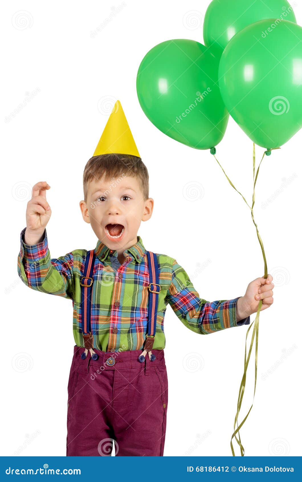 Boy With Birthday Cap And Balloons Stock Photo - Image of little ...