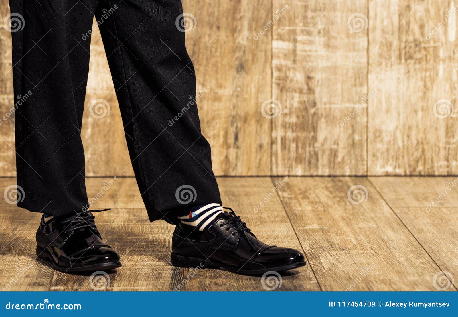 Boy in Black Pants and Shoes Stock Image - Image of standing, black ...