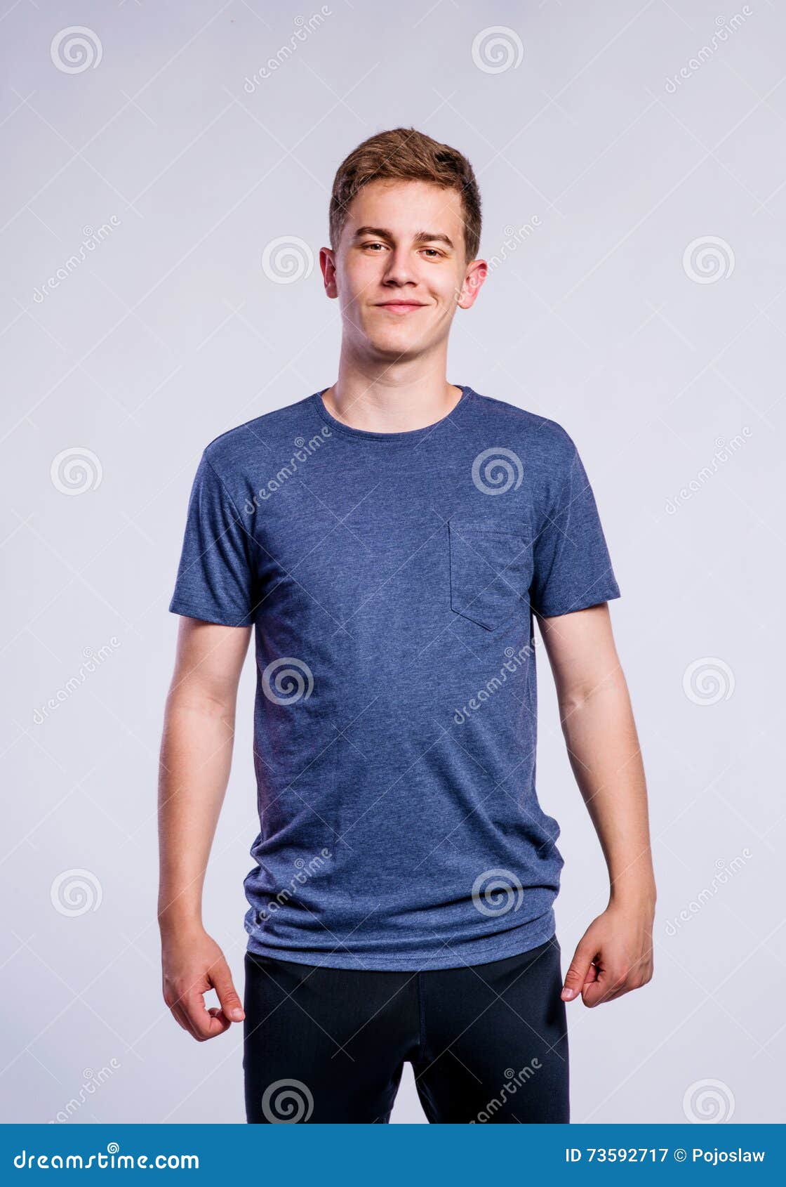 Boy in Black Sports Trousers and T-shirt, Studio Shot Stock Image - Image  of background, cool: 73592717