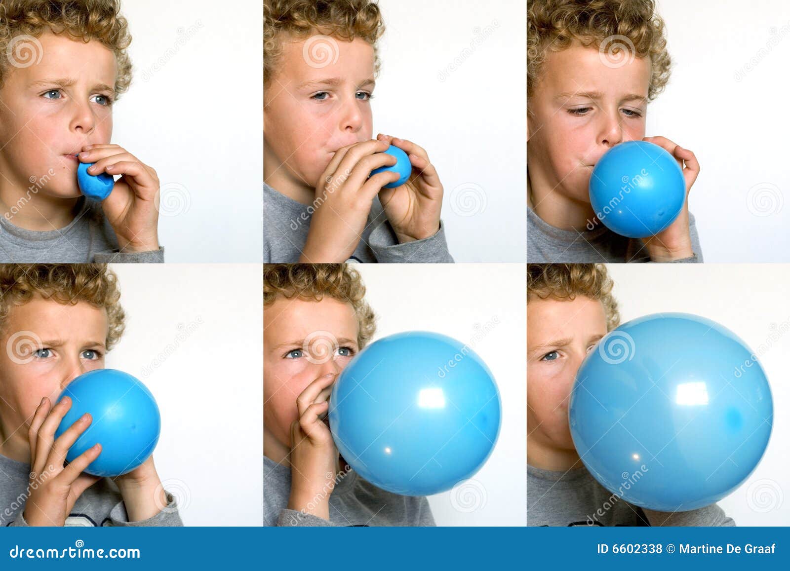 boy blowing up balloon