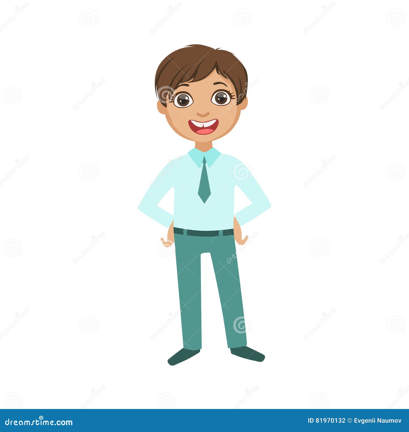 Boy in Blue Trousers and Shirt with Tie Happy Schoolkid in School Uniform  Standing and Smiling Cartoon Character Stock Vector - Illustration of  education, uniform: 81970132
