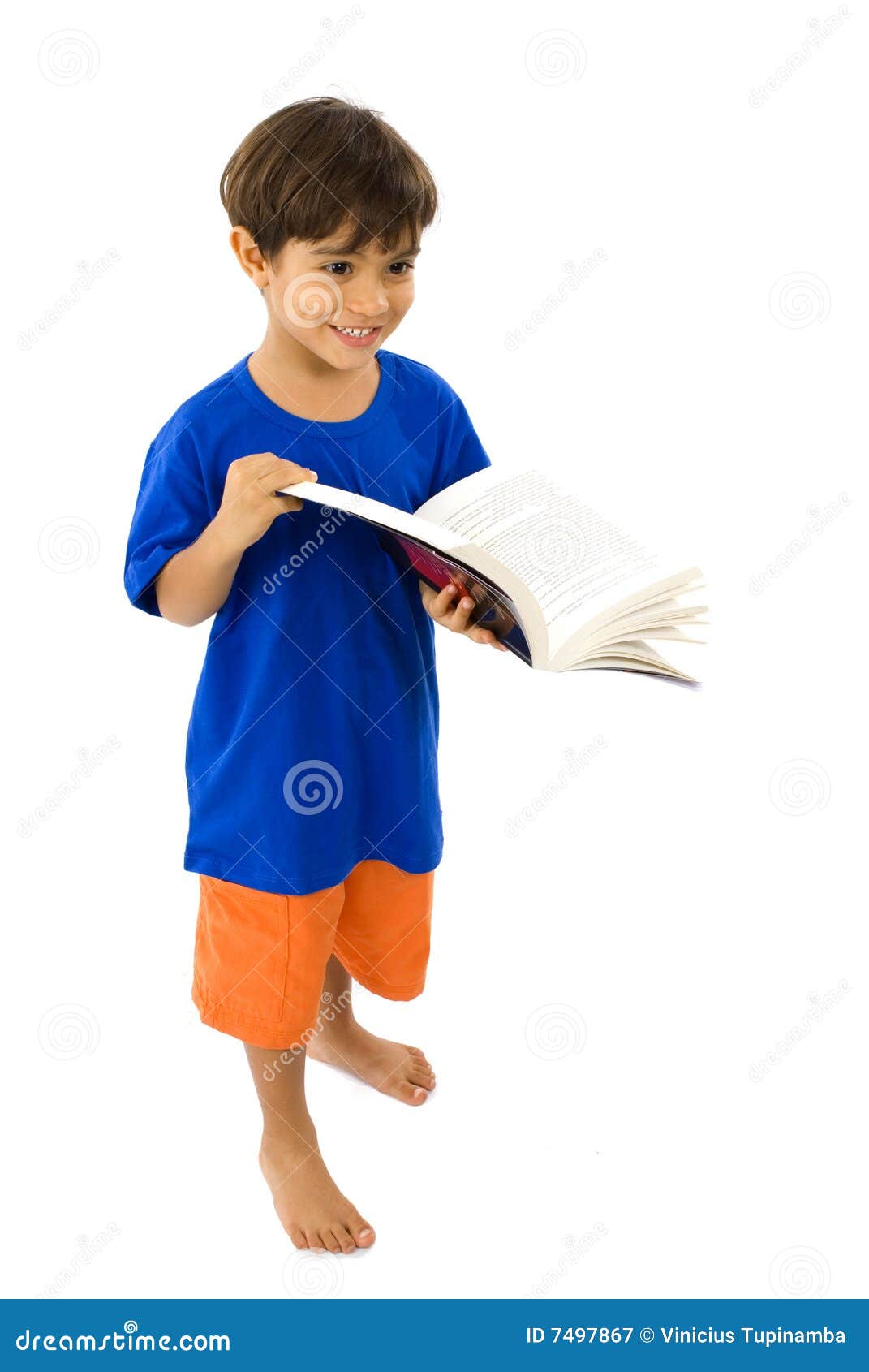 Boy and Book. Boy with a Book on white background .