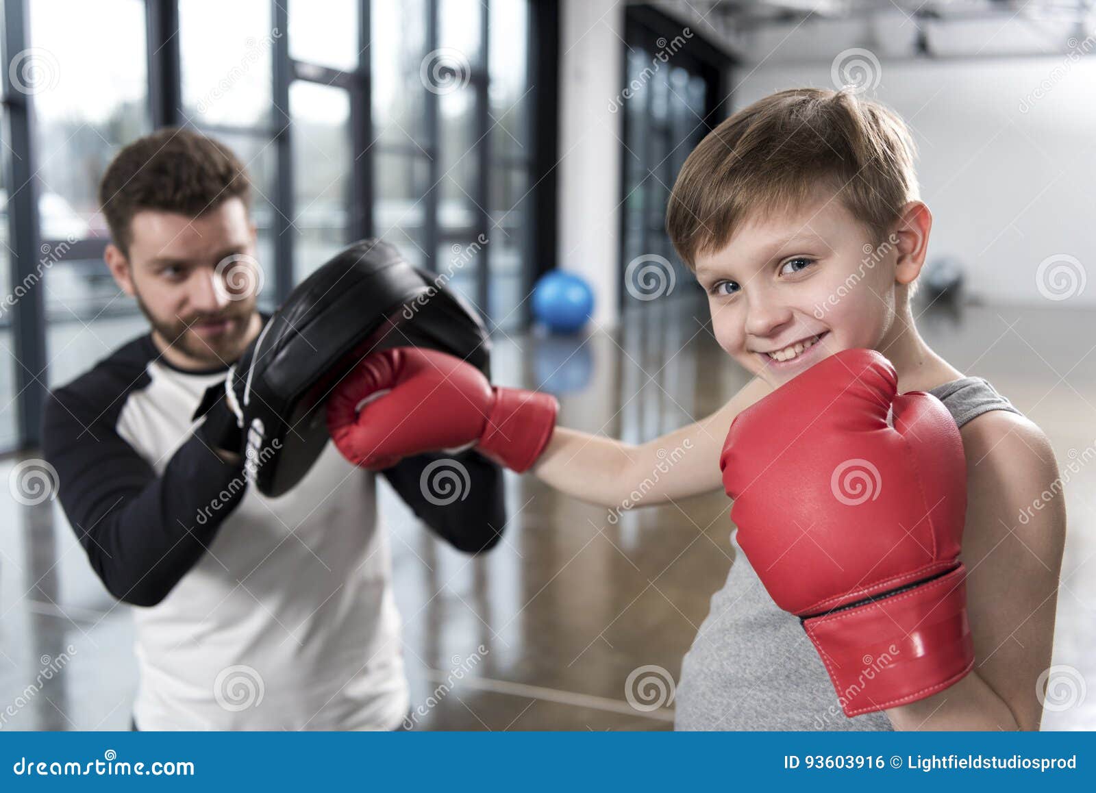 Boy Boxer Practicing Punches with Coach Stock Photo Image of fighter