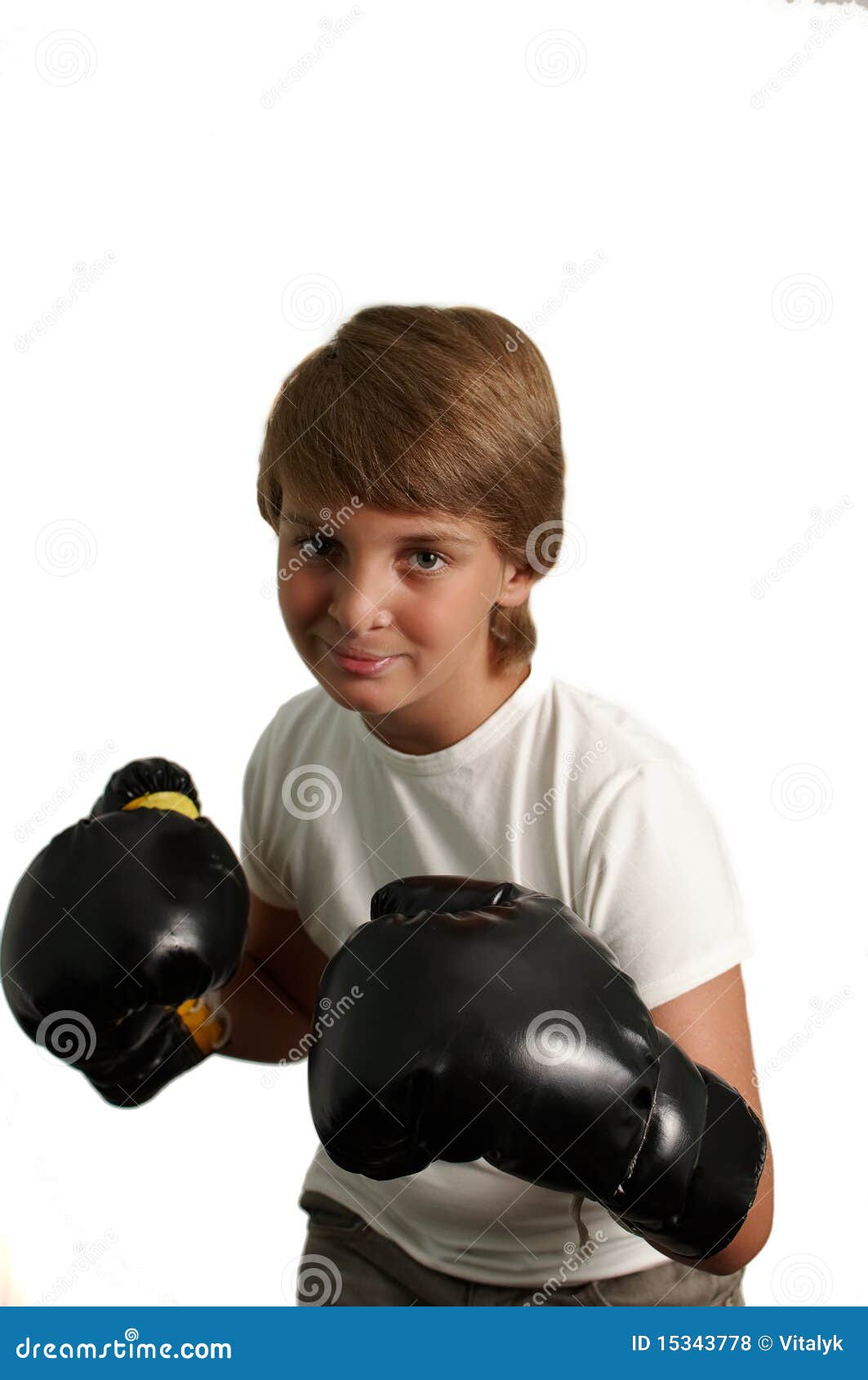 The boy in boxing gloves . stock photo. Image of activity 15343778