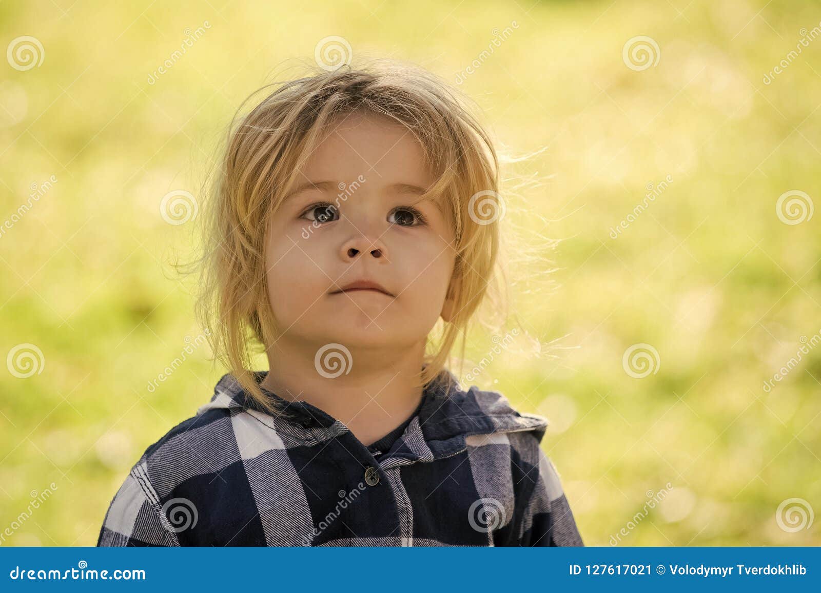 Boy With Brown Eyes On Cute Face And Blond Hair Stock Image