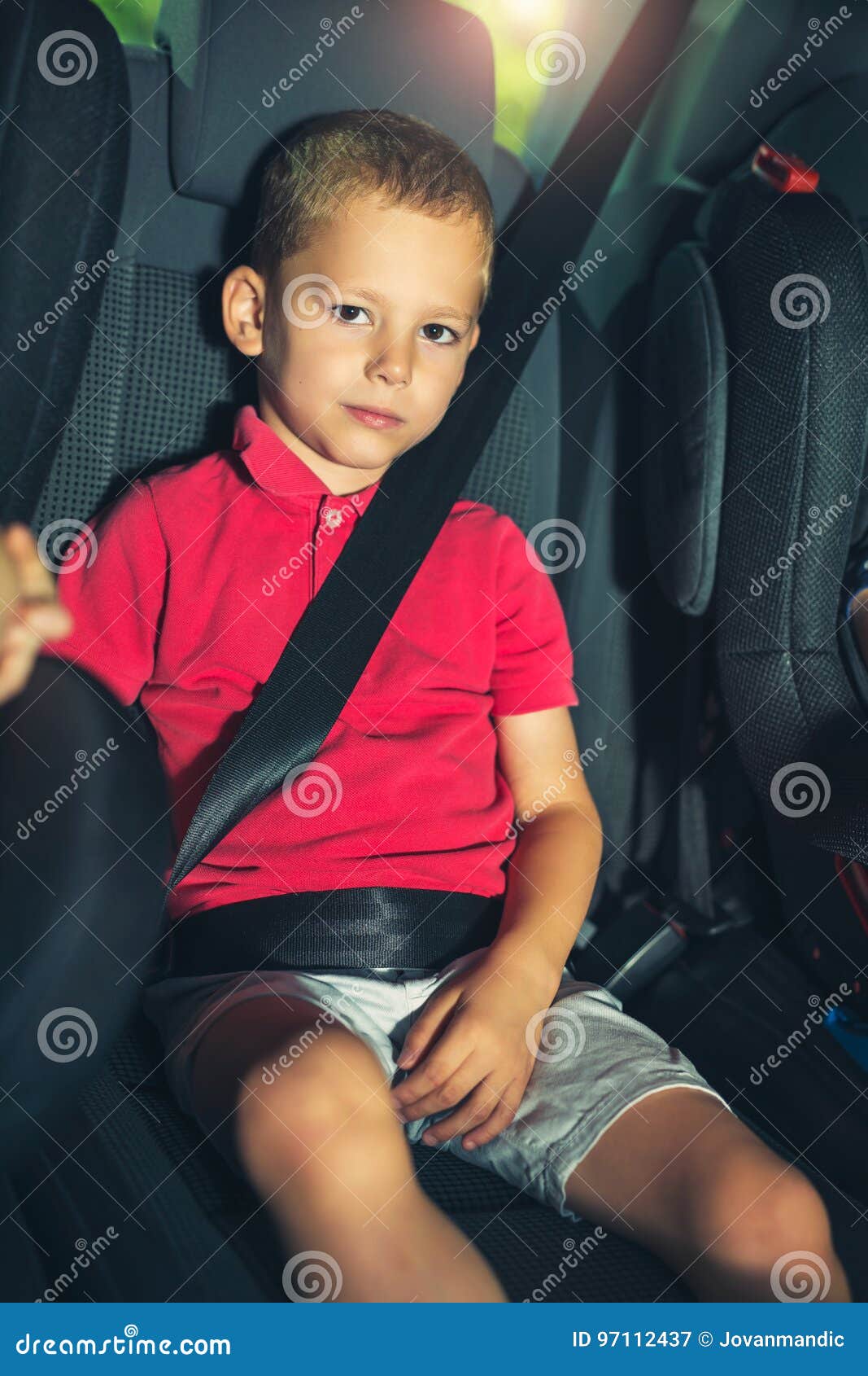 Boy into the Car Using Seat Belt Protect Stock Image Image of child