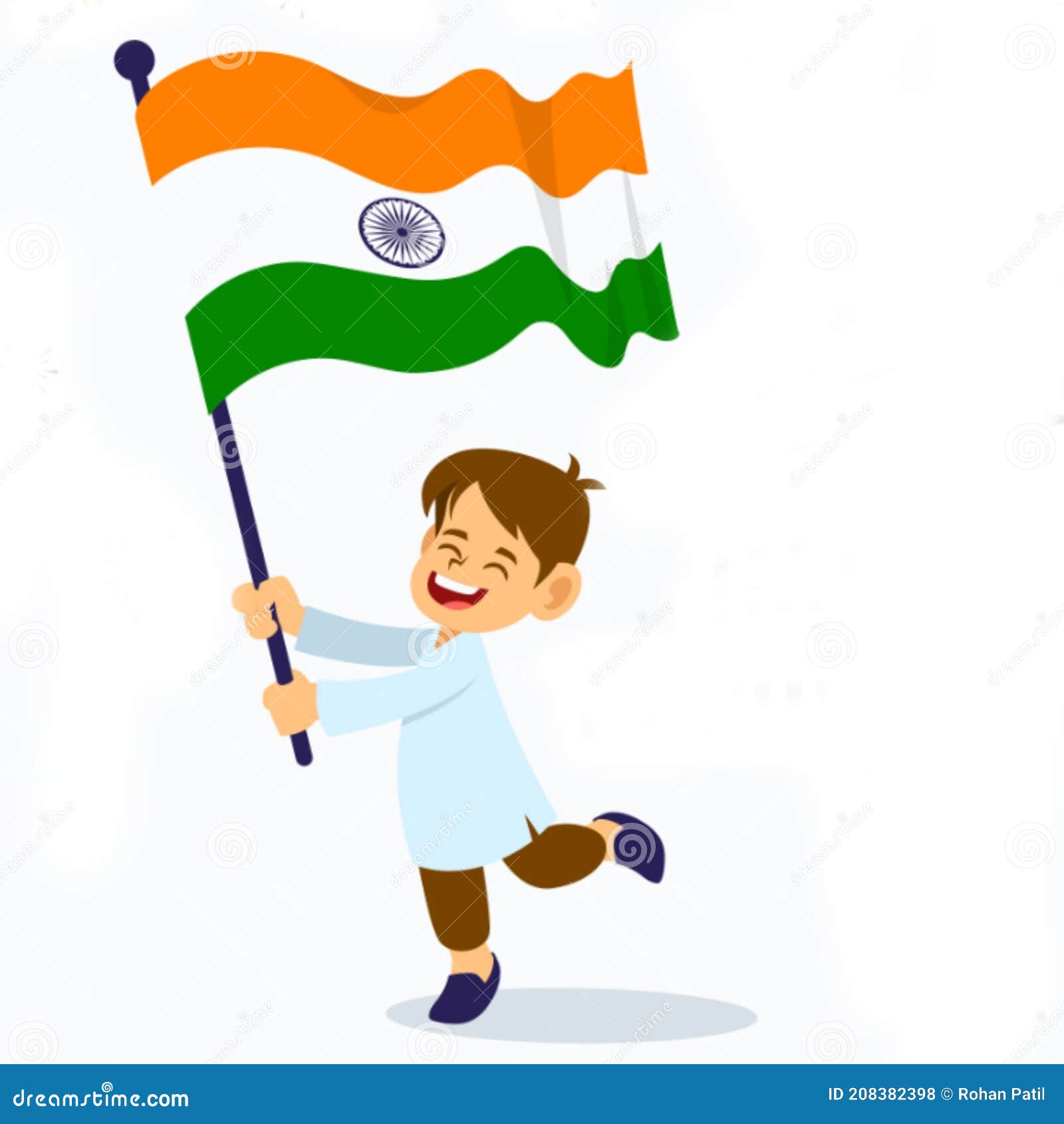 A Boy is Carrying a Indian Flag 3D Illustration Cartoon Character Stock  Illustration - Illustration of january, graphic: 208382398