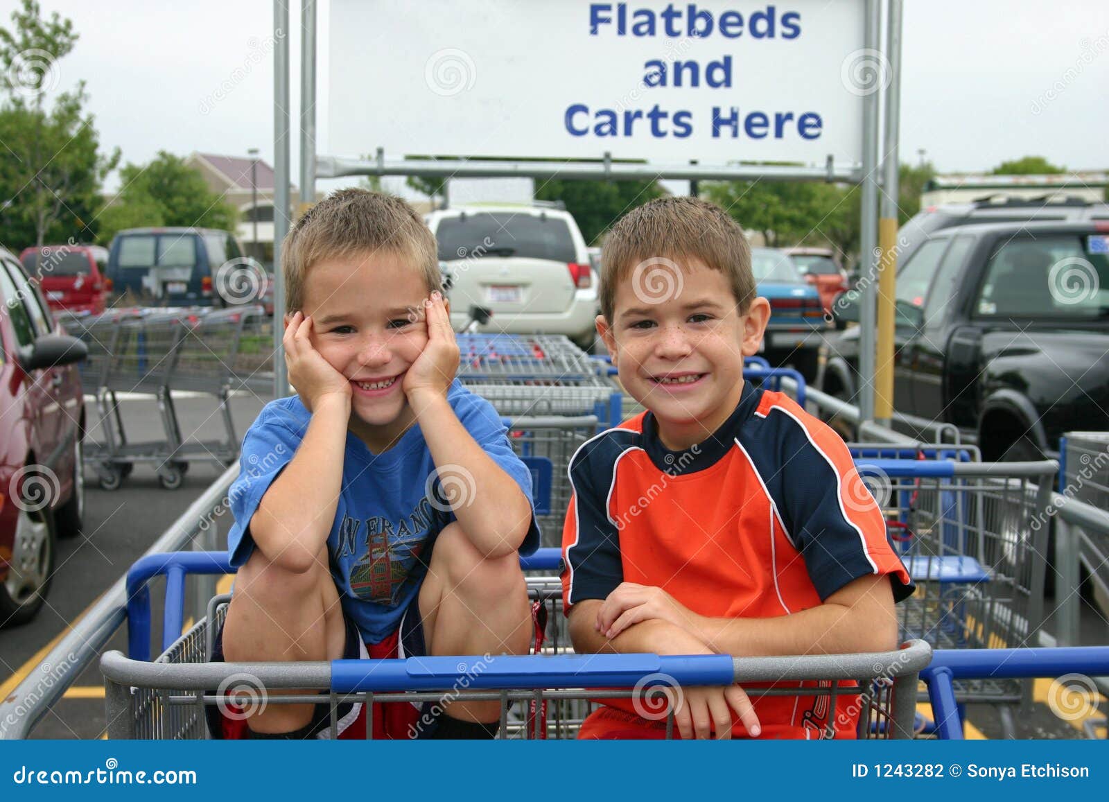 Boy in Cart stock photo. Image of family, caucasian, bought 1243282