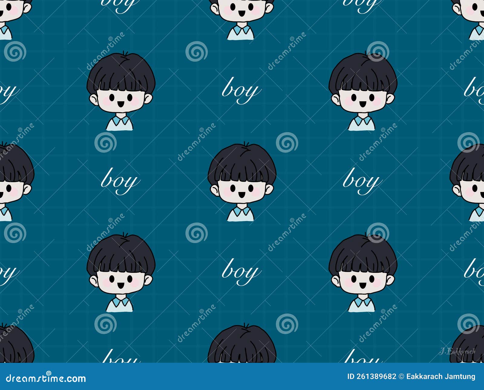 Boy Seamless Pattern on Blue Background Stock Vector Illustration of background, decoration