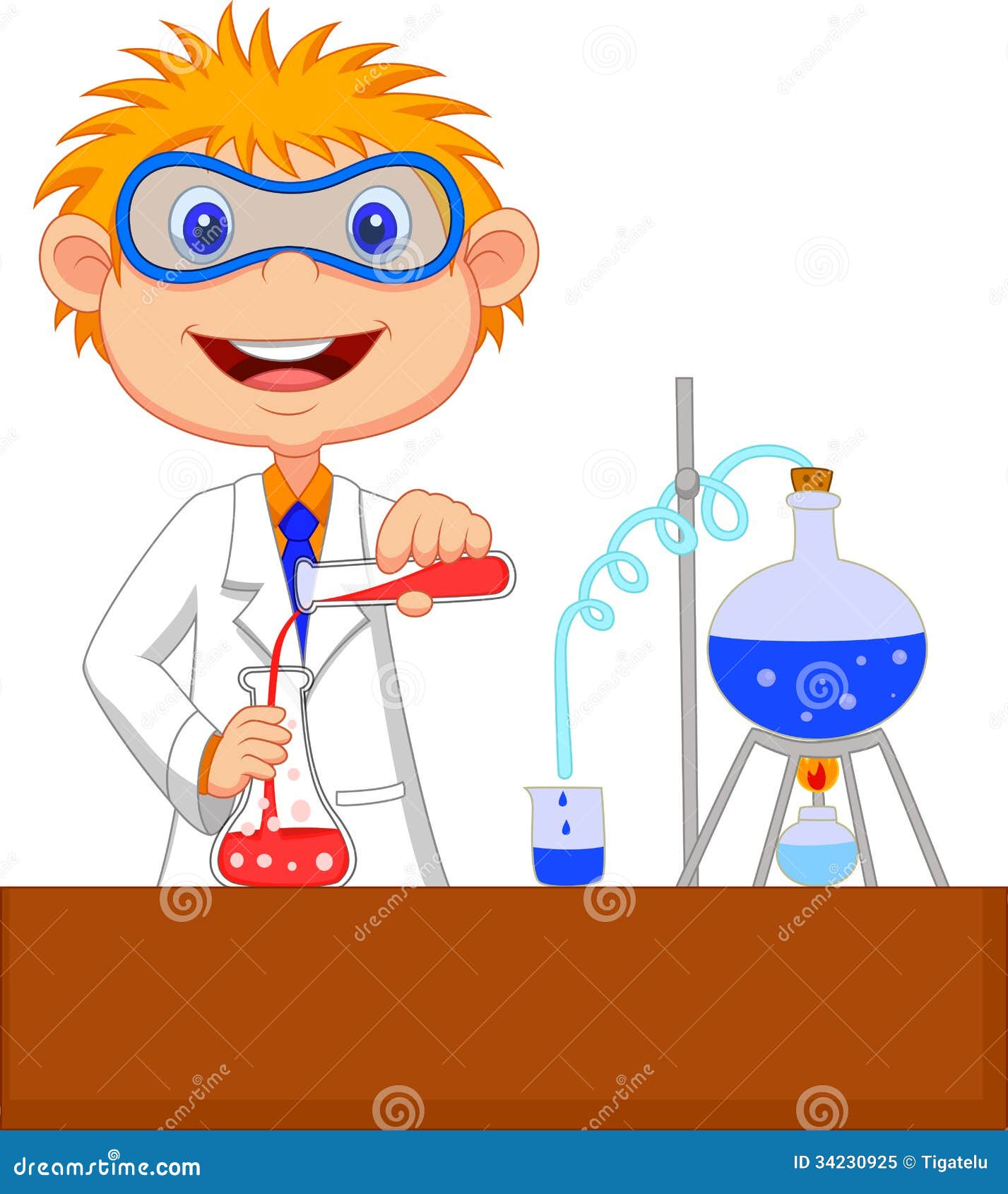Boy Cartoon Doing Chemical Experiment Royalty Free Stock Photo - Image