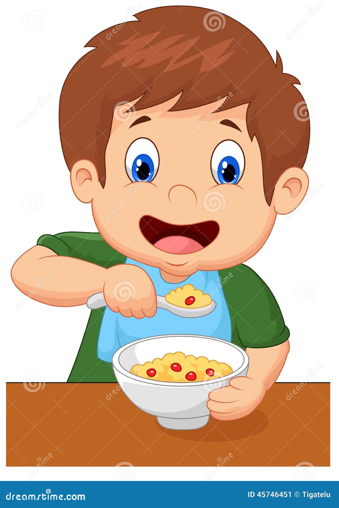 Boy Cartoon is Having Cereal for Breakfast Stock Vector - Illustration of  cute, diet: 45746451