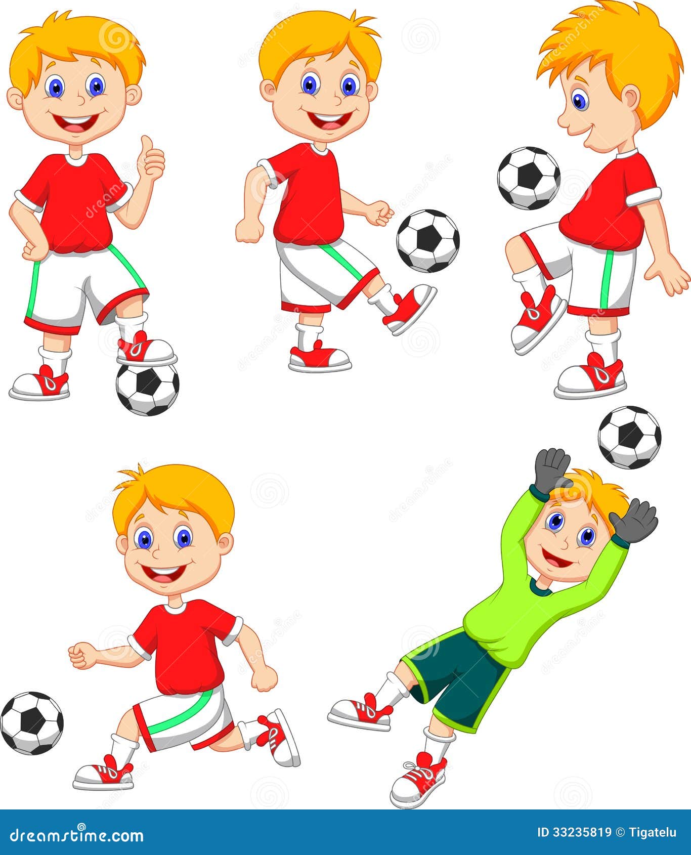 Boy cartoon playing soccer stock vector. Illustration of goal 33235819