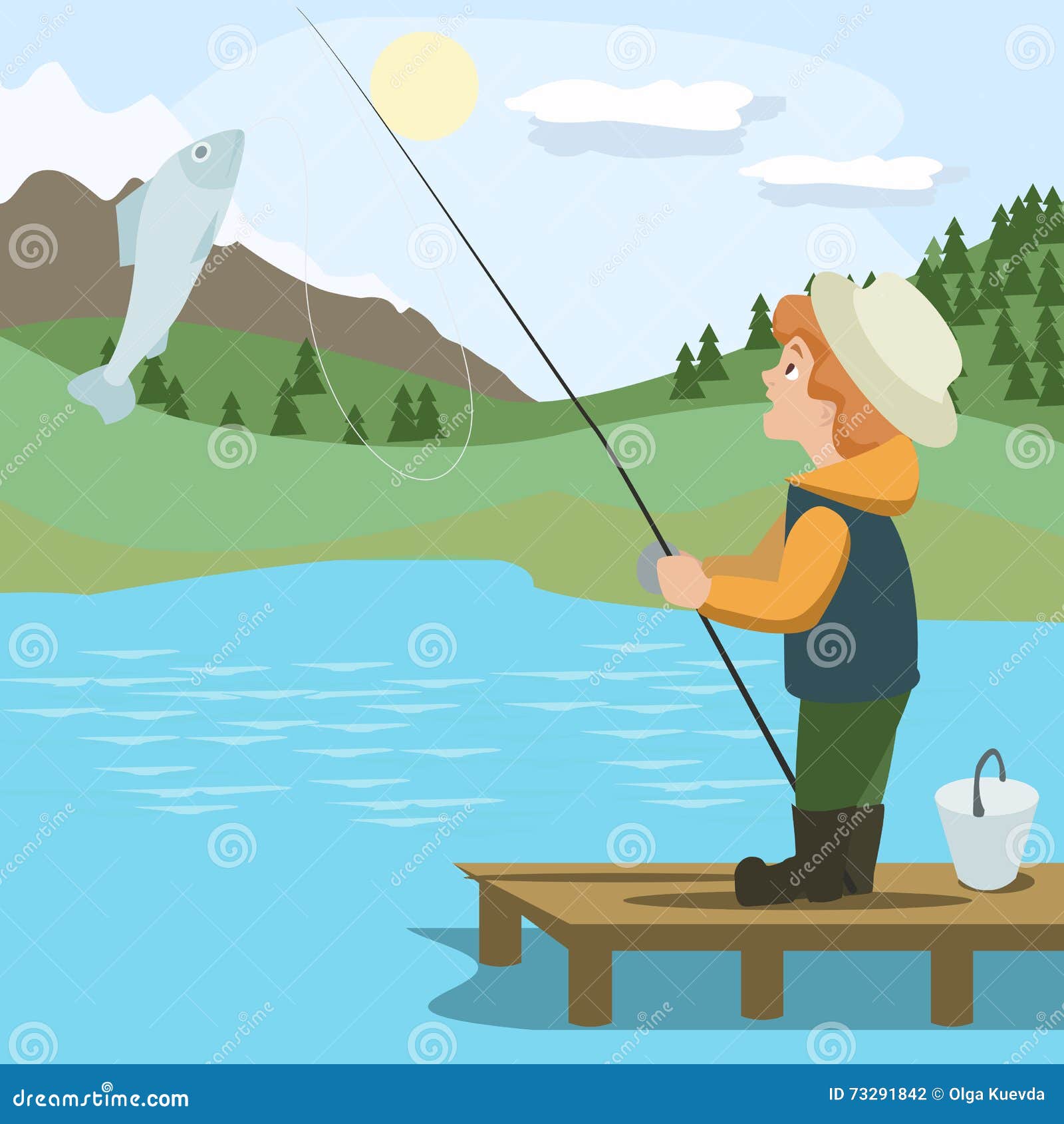 Boy Catching Fish Stock Illustrations – 238 Boy Catching Fish Stock  Illustrations, Vectors & Clipart - Dreamstime