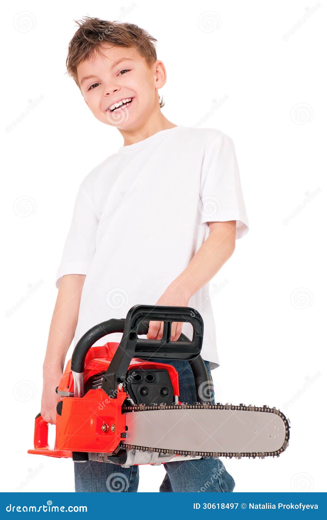 Boy With Chainsaw Royalty Free Stock Photography Image 30618497