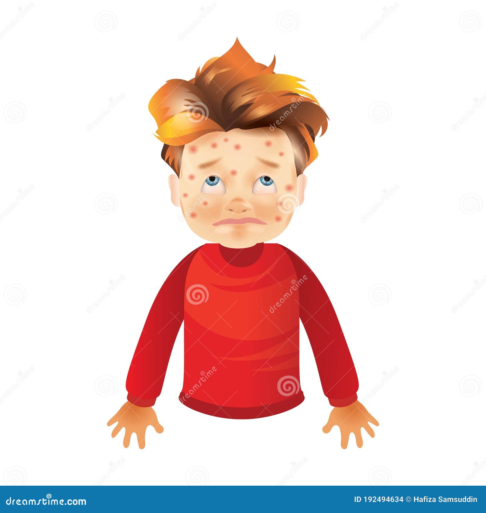 Boy with Chickenpox. Vector Illustration Decorative Design Stock Vector