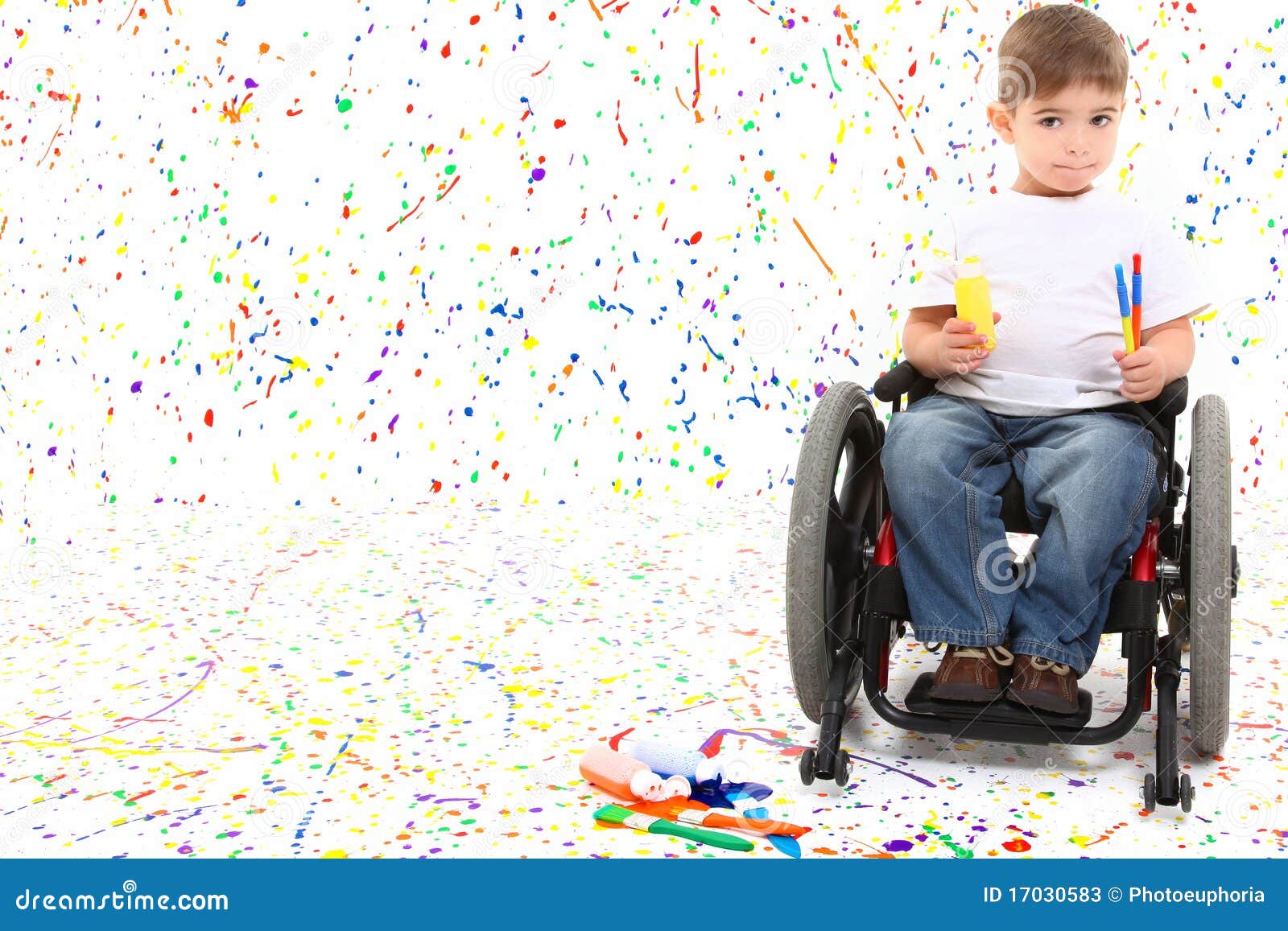Boy Child Painting Wheelchair Stock Photos Image 17030583